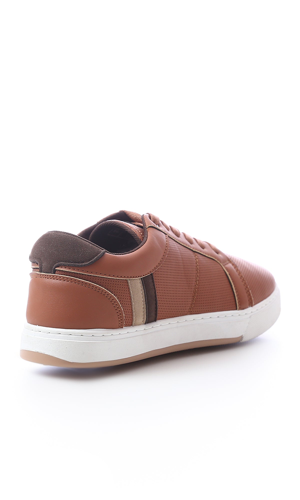 49907 Leather Casual Shoes Round Toe Lace Up Dark Camel.