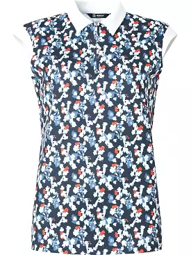 Abacus Lily Navy Flower Sleeveless Polo