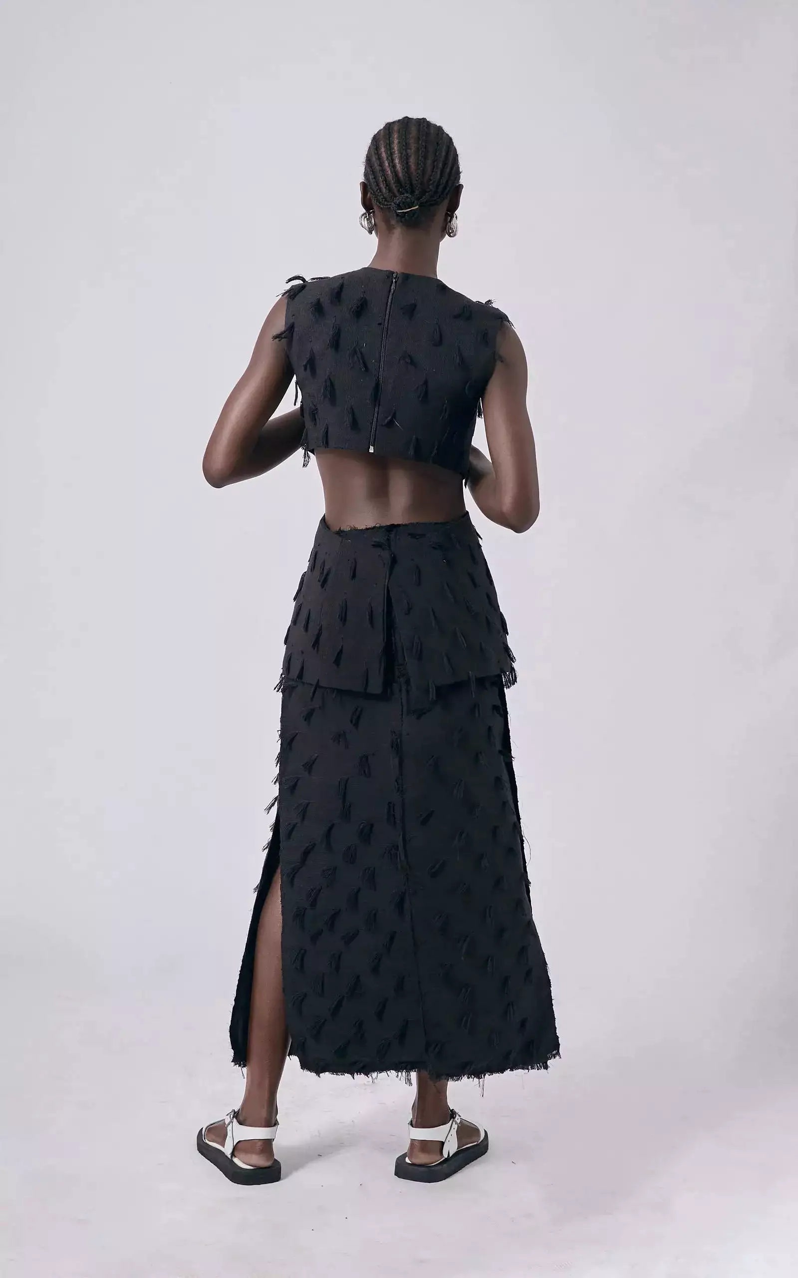 Abiola Olusola Dabo Black Aso Oke Top and Skirt Set - Shop Now