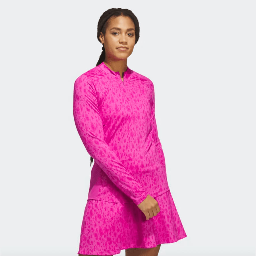 Adidas Women's Pink Ultimate365 Printed 1/4-Zip