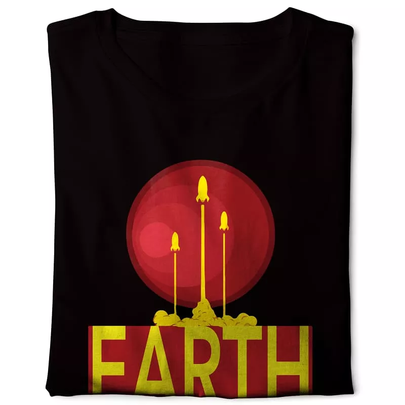 Alien Planet Earth Graphic T-shirt - Black Basic Design