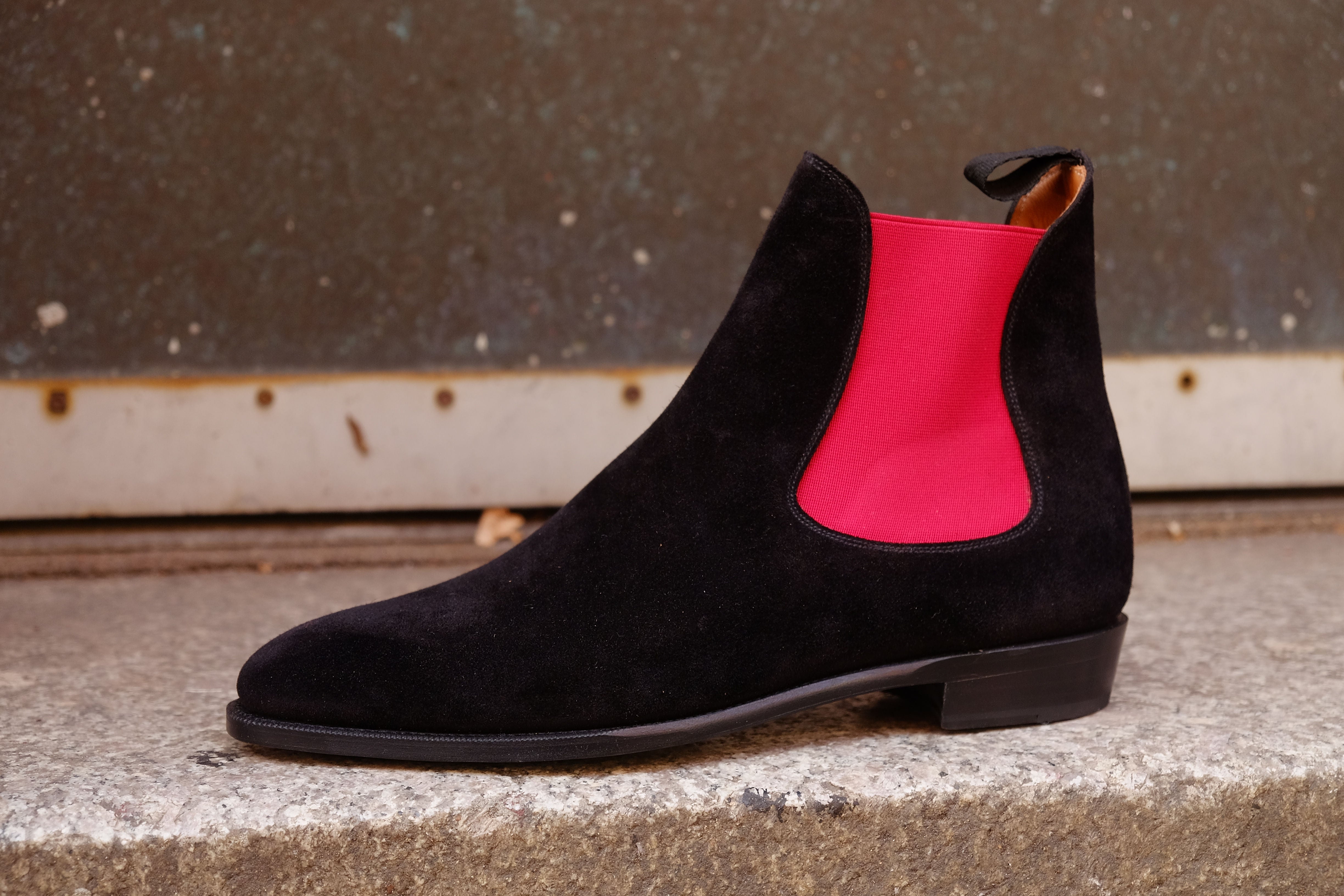 Alki Black Suede Red Gore LPB Last Single Leather Sole