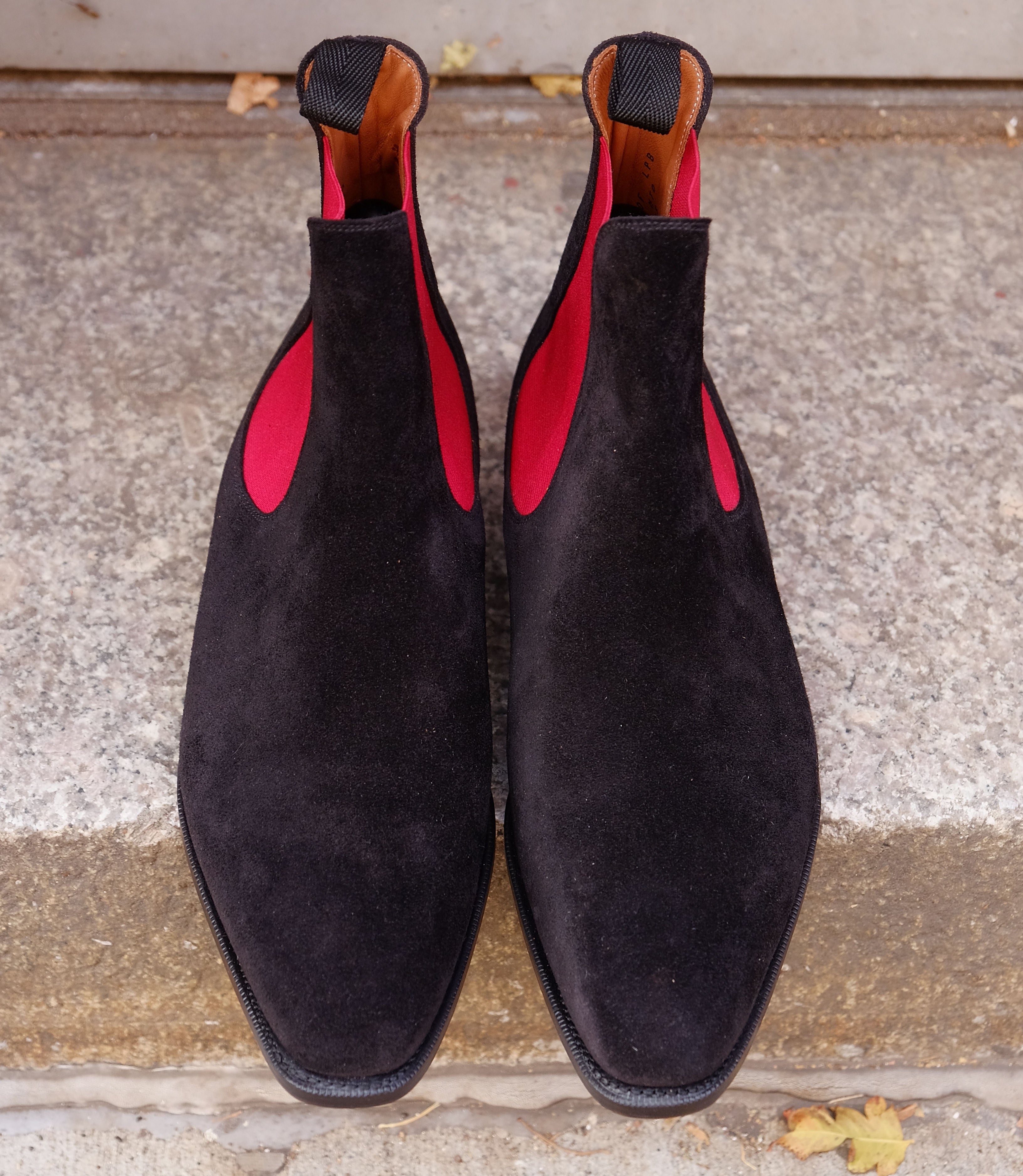 Alki Black Suede Red Gore LPB Last Single Leather Sole