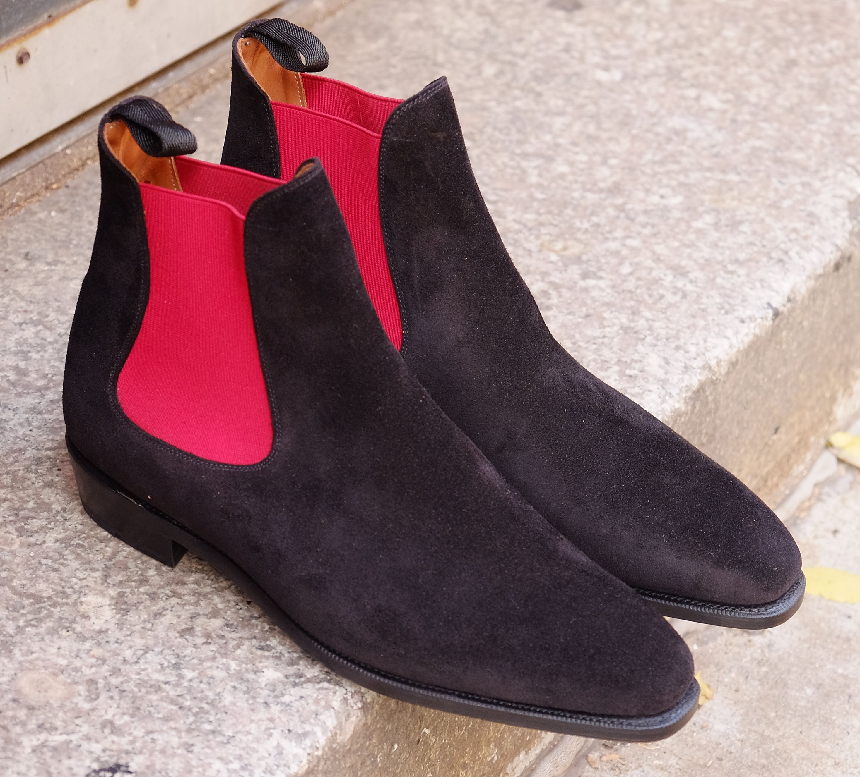 Alki Black Suede Red Gore LPB Last Single Leather Sole