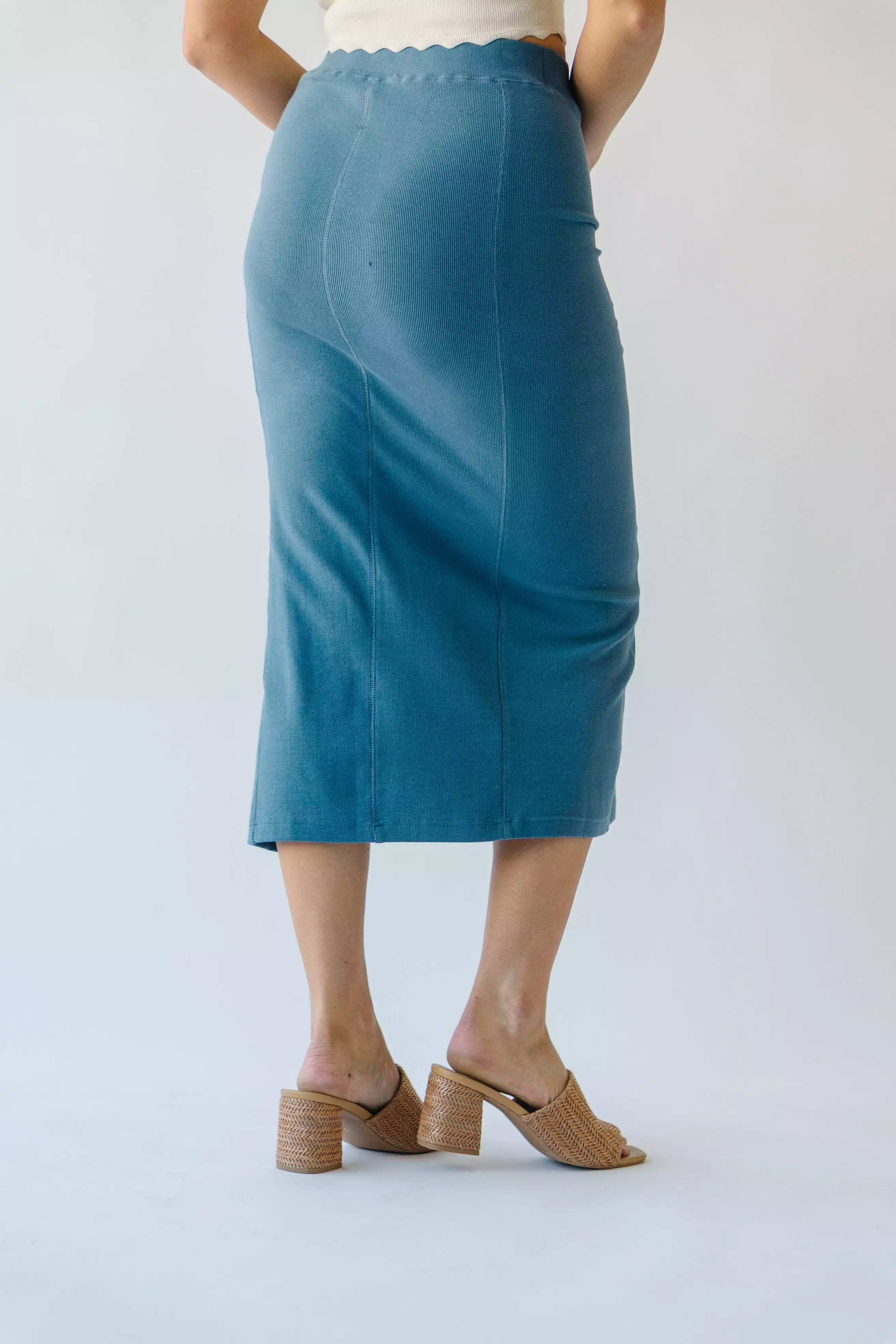 Alpharetta Dusty Blue Knit Skirt