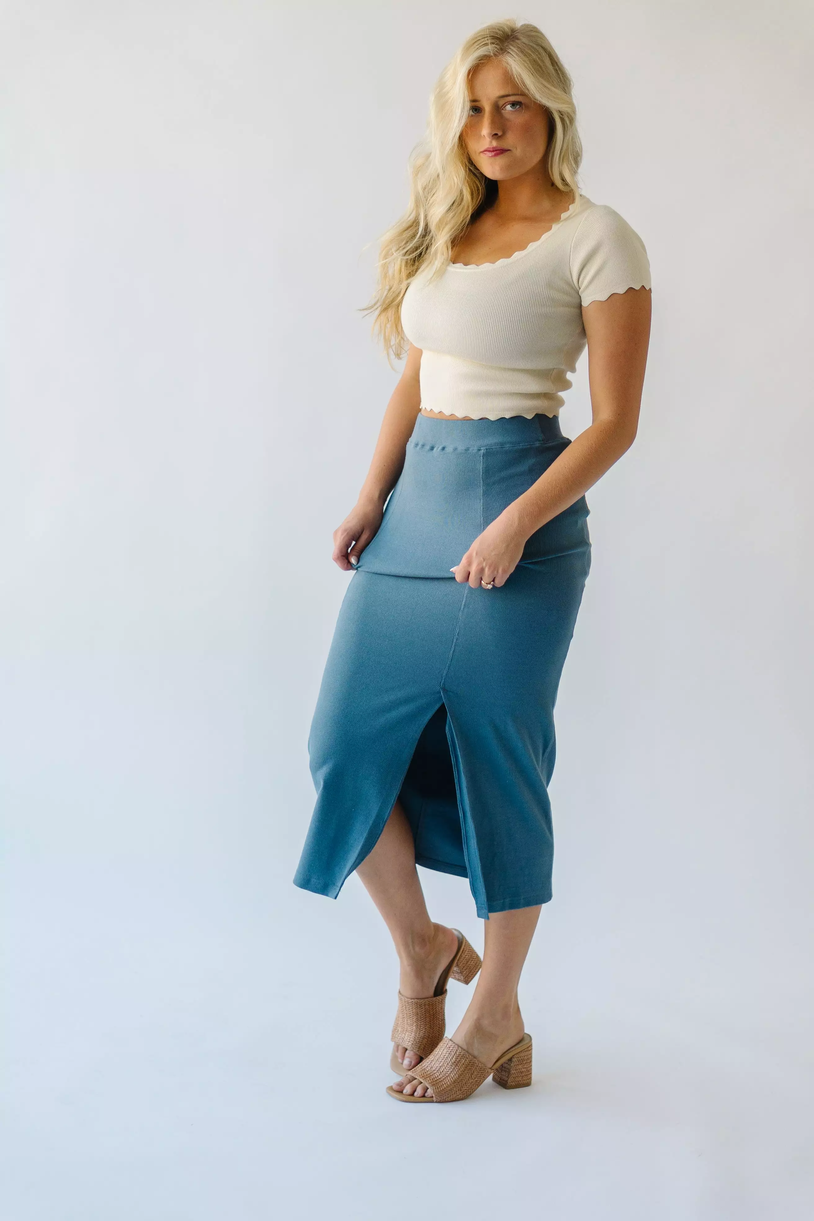 Alpharetta Dusty Blue Knit Skirt