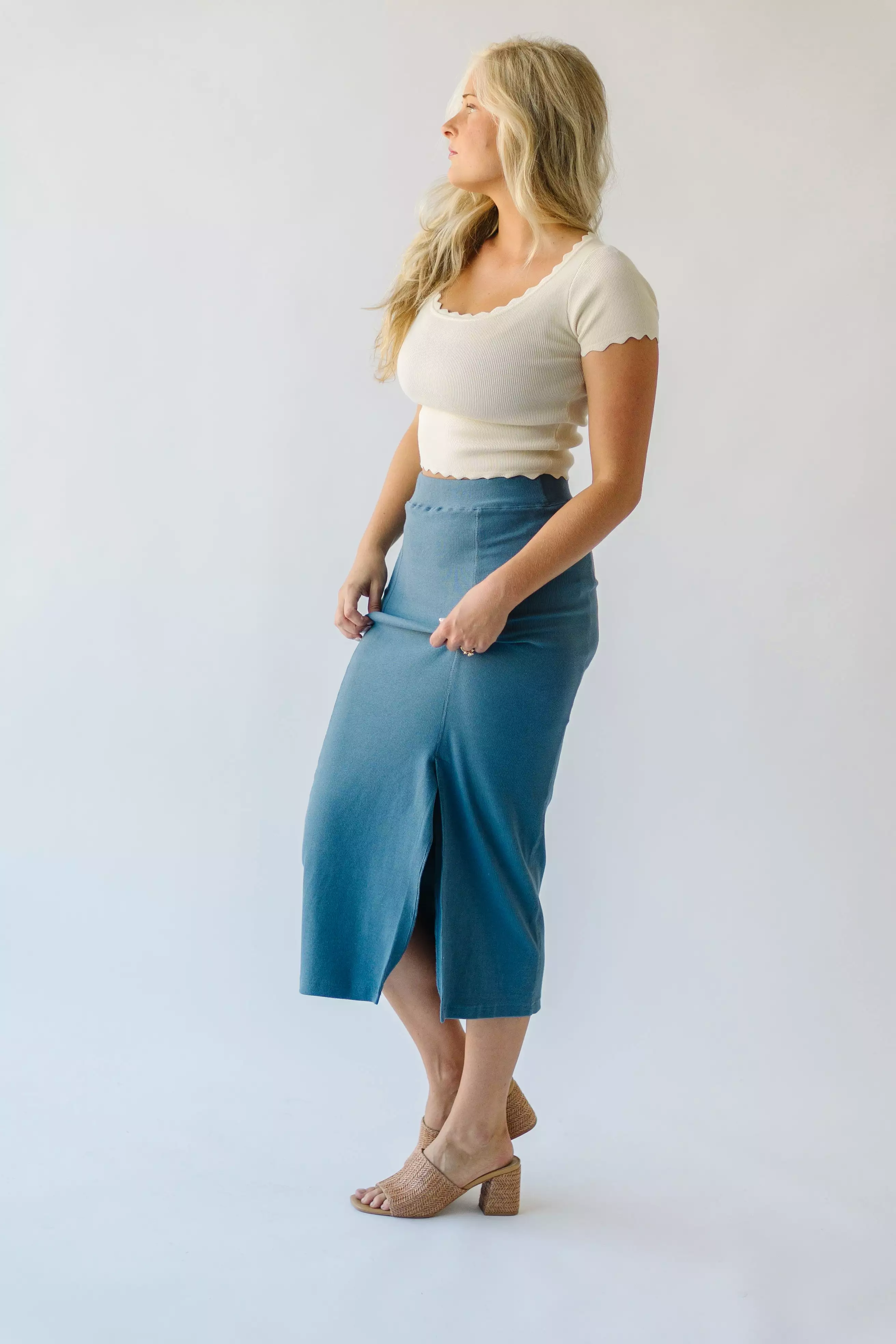 Alpharetta Dusty Blue Knit Skirt