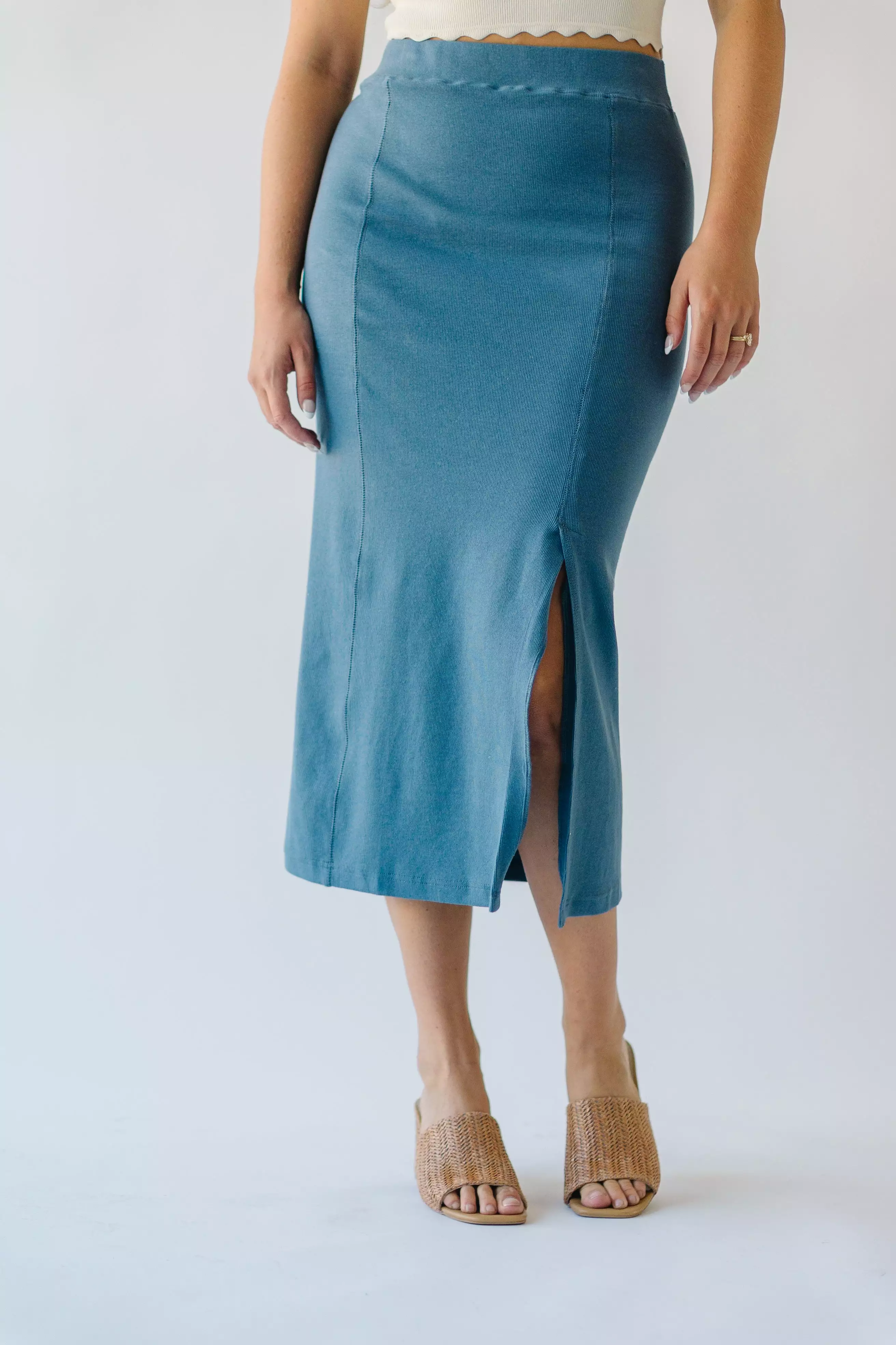 Alpharetta Dusty Blue Knit Skirt