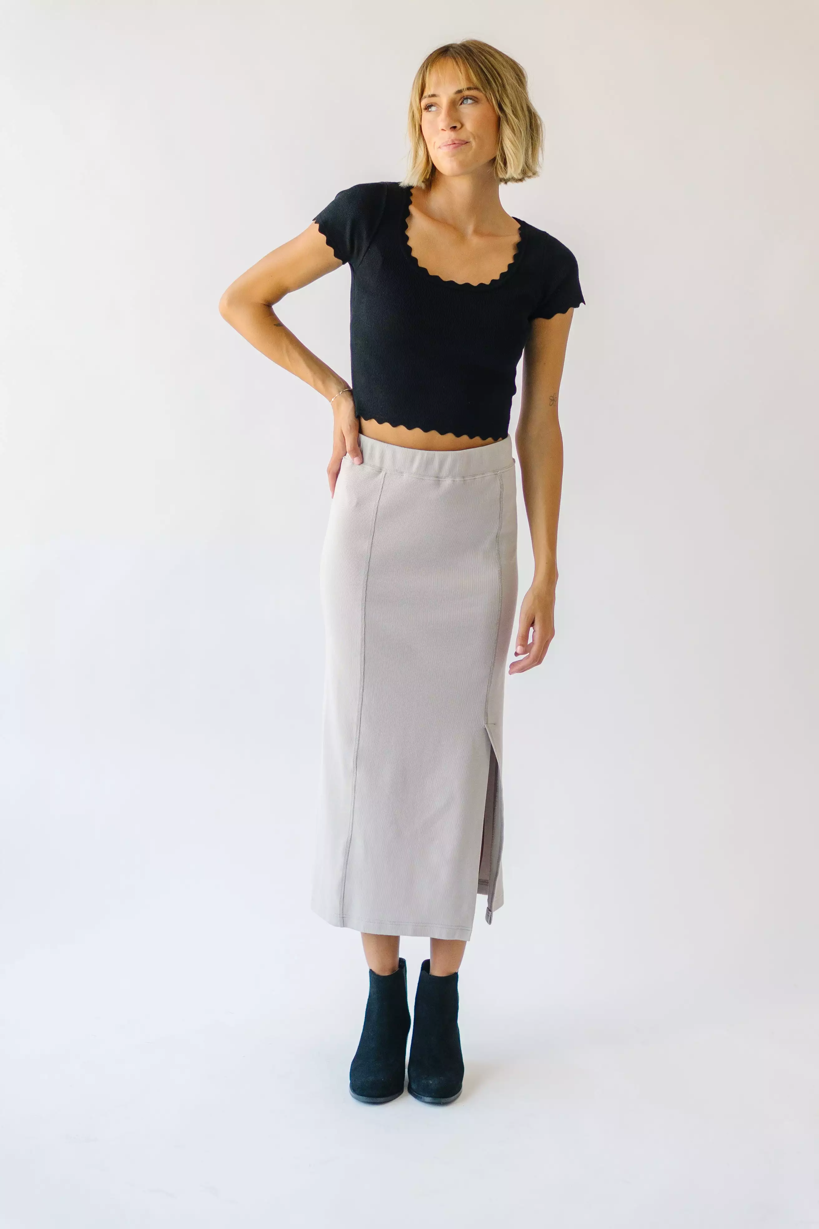 Alpharetta Knit Skirt Light Grey