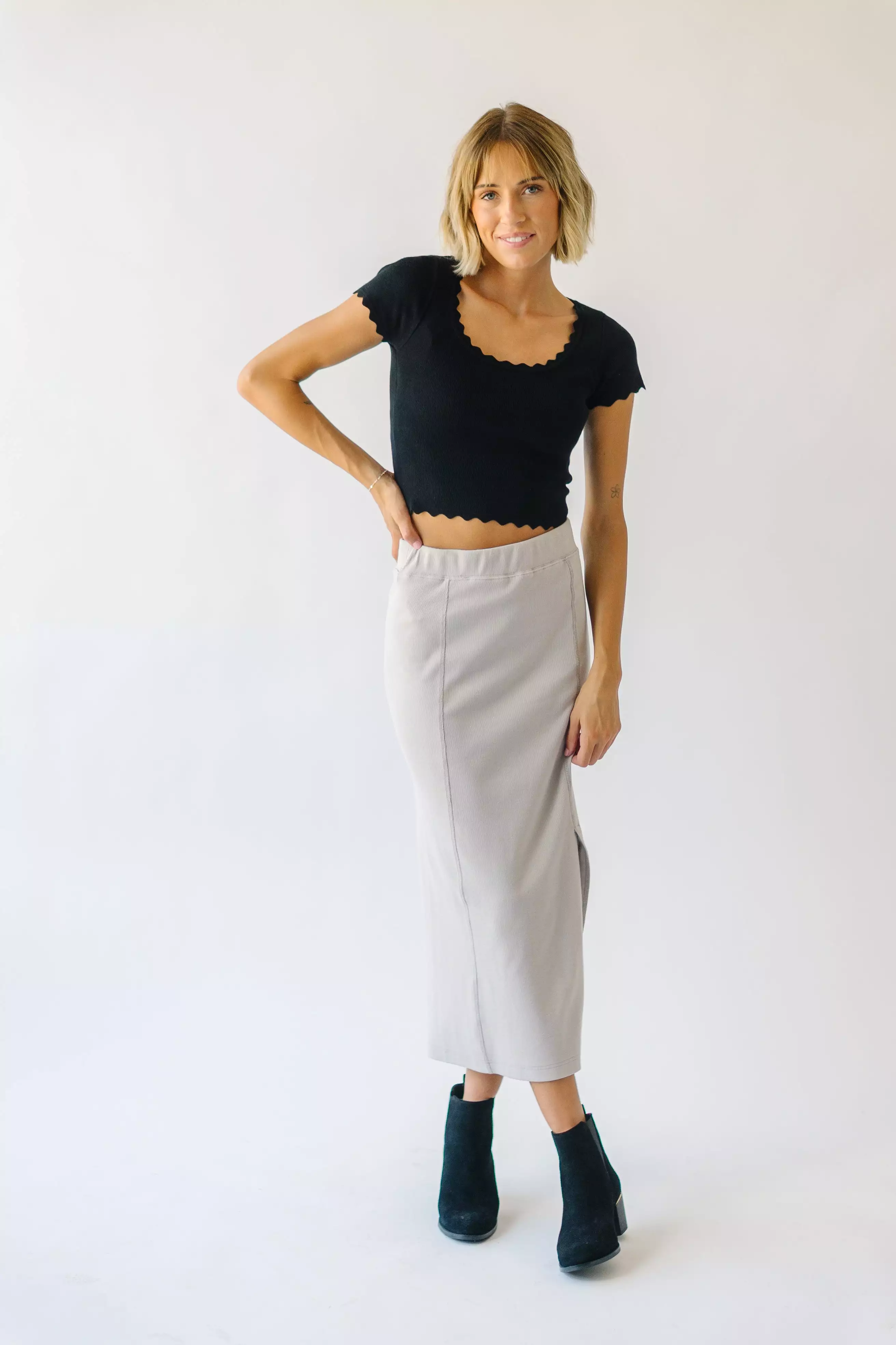 Alpharetta Knit Skirt Light Grey