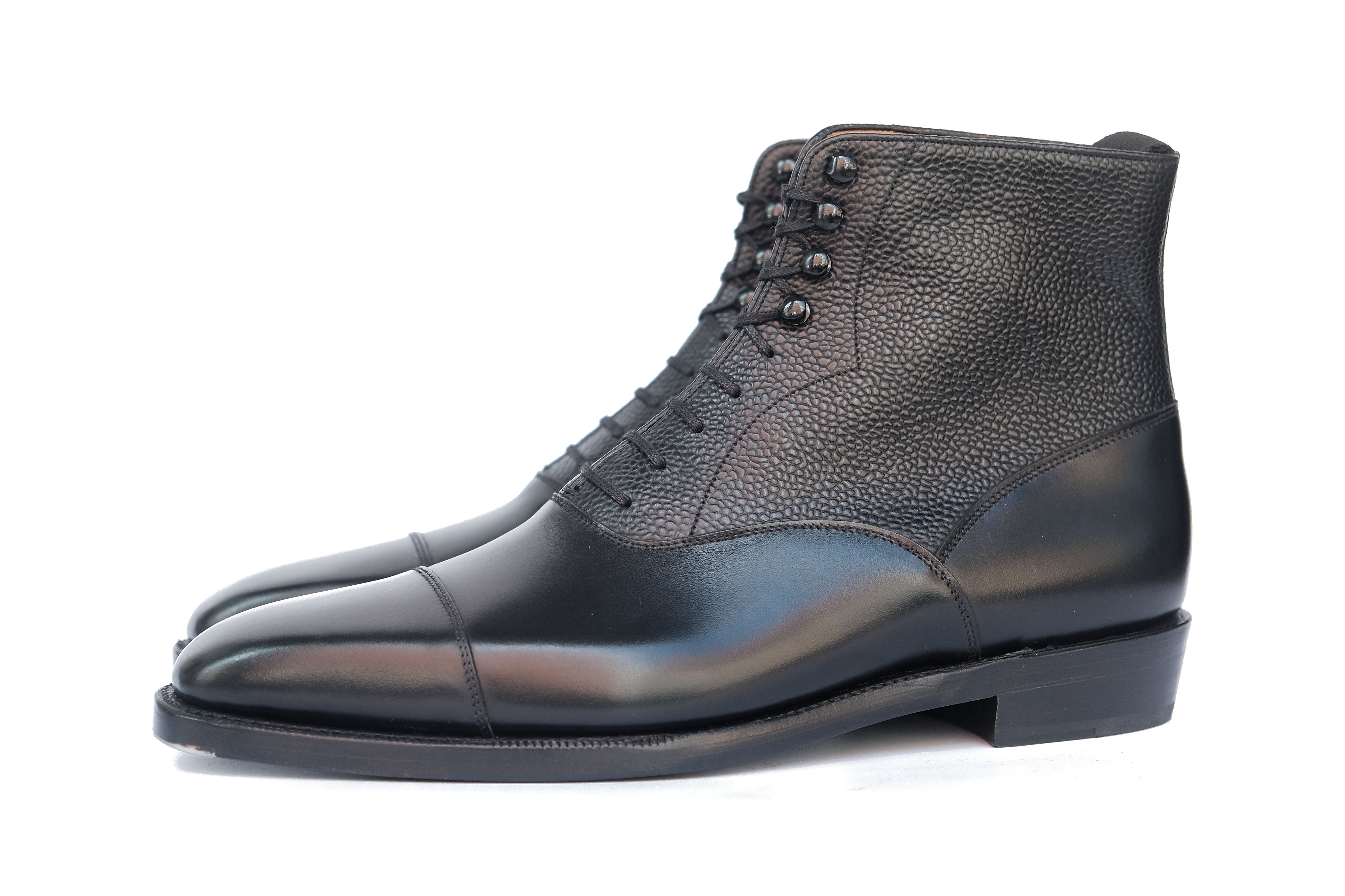 Ashworth MTO Black Calf Black Scotch Grain MGF Last Double Leather Sole | Buy Online - Limited Stock