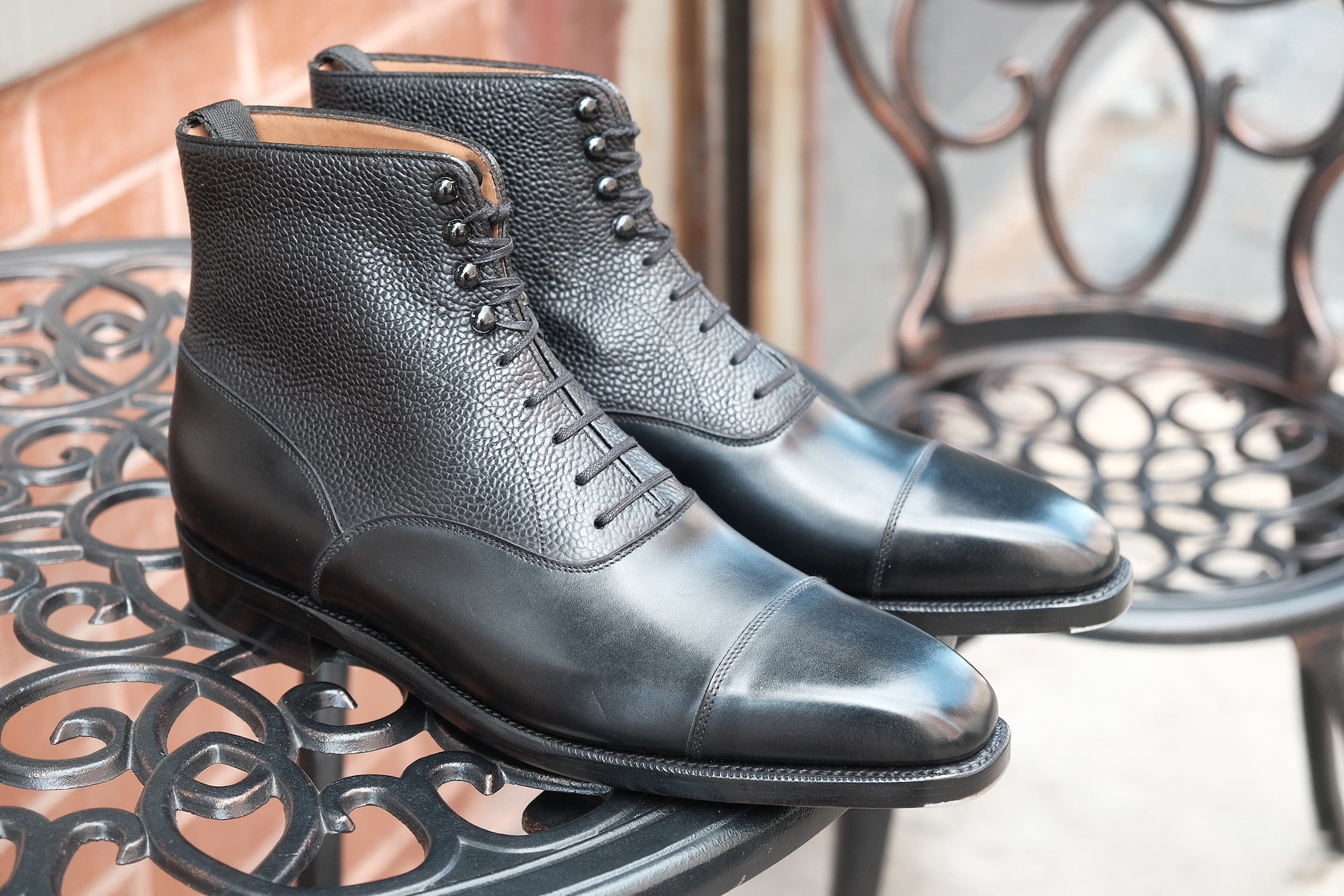 Ashworth MTO Black Calf Black Scotch Grain MGF Last Double Leather Sole | Buy Online - Limited Stock