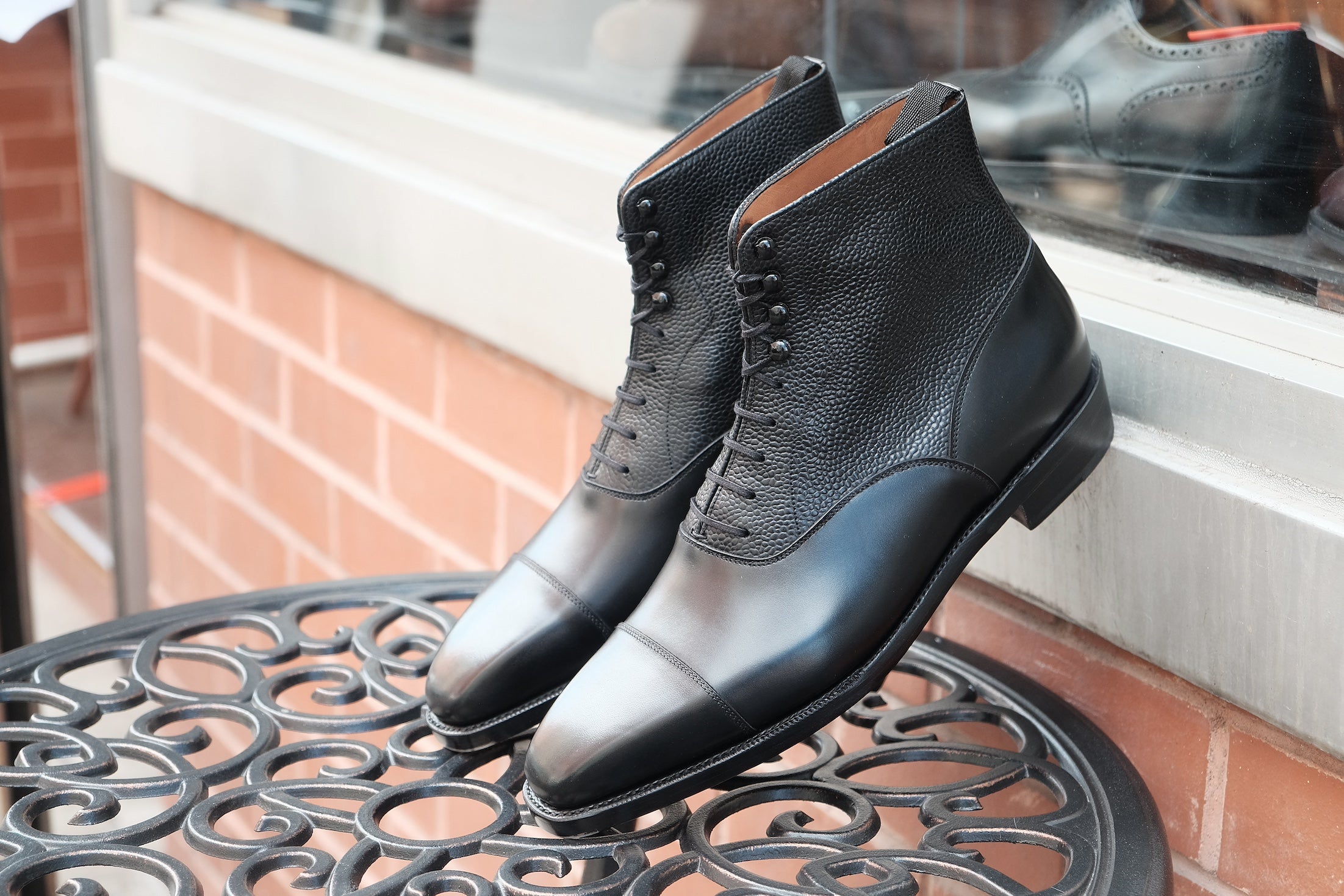 Ashworth MTO Black Calf Black Scotch Grain MGF Last Double Leather Sole | Buy Online - Limited Stock