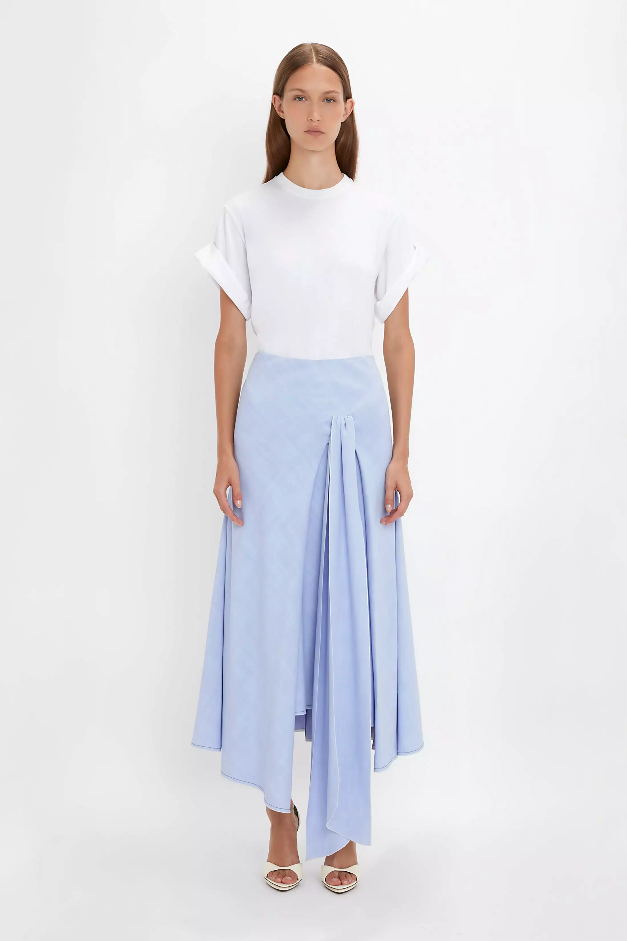 Asymmetric Frost Tie Skirt