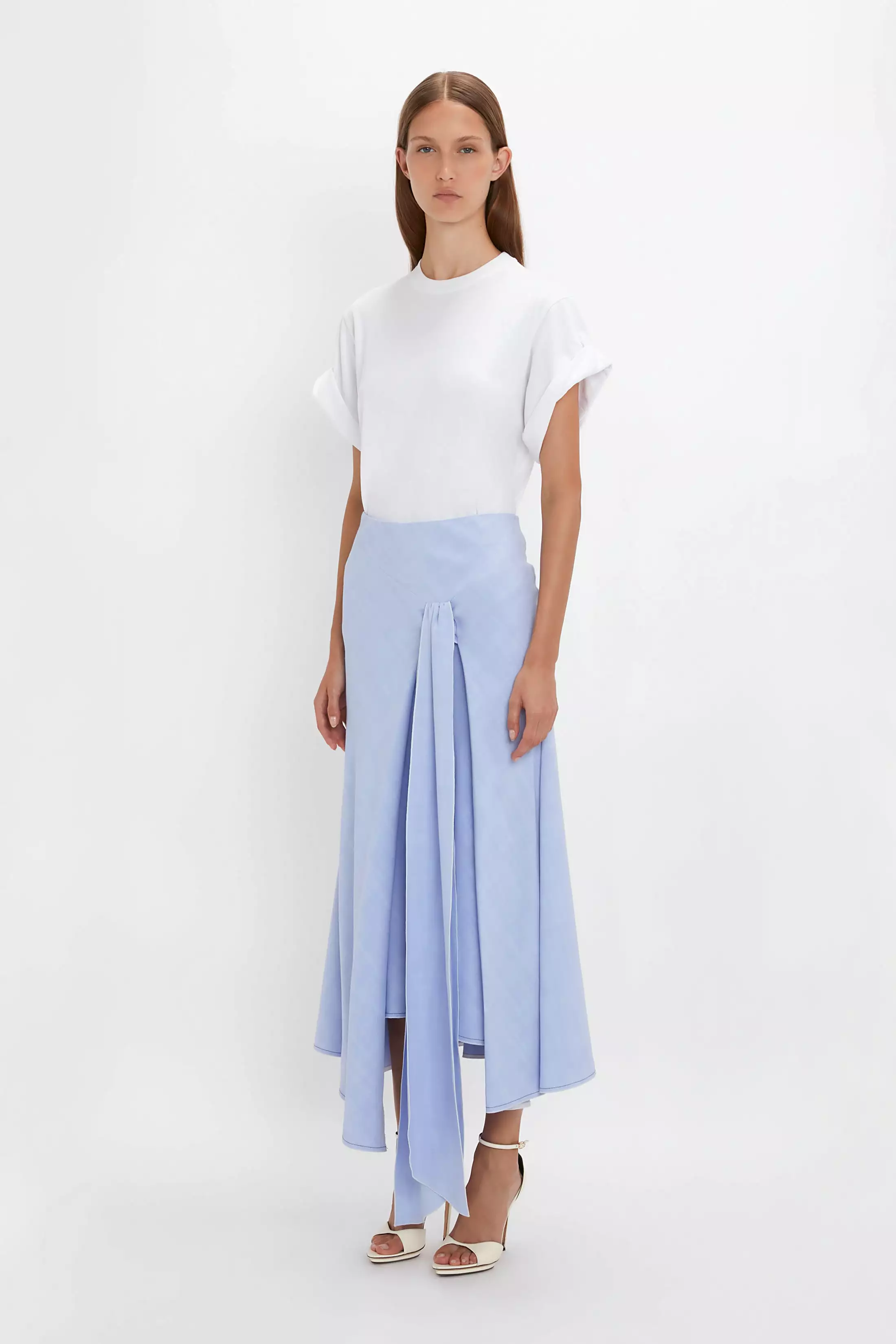 Asymmetric Frost Tie Skirt