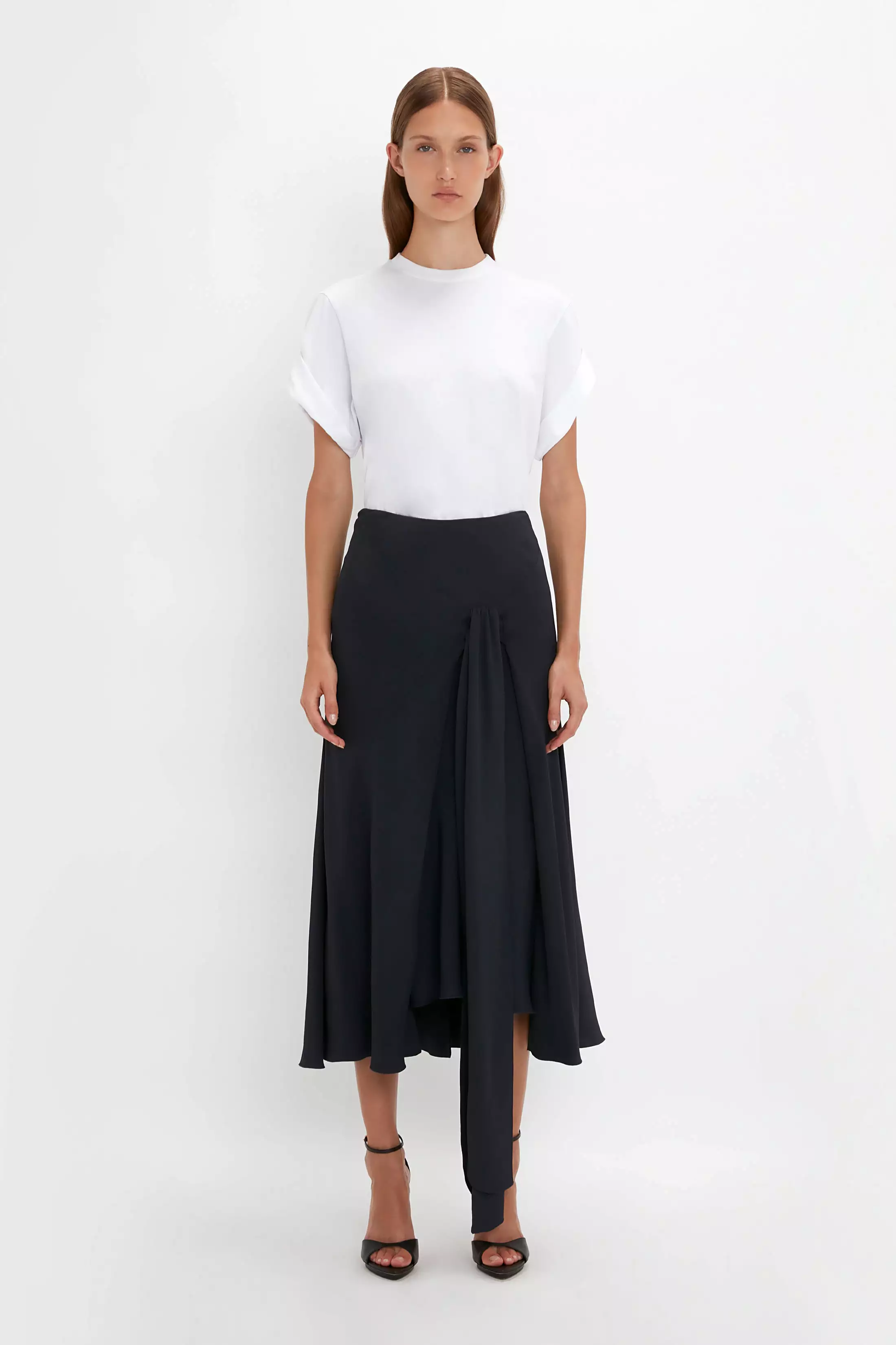 Asymmetric Midnight Tie Skirt