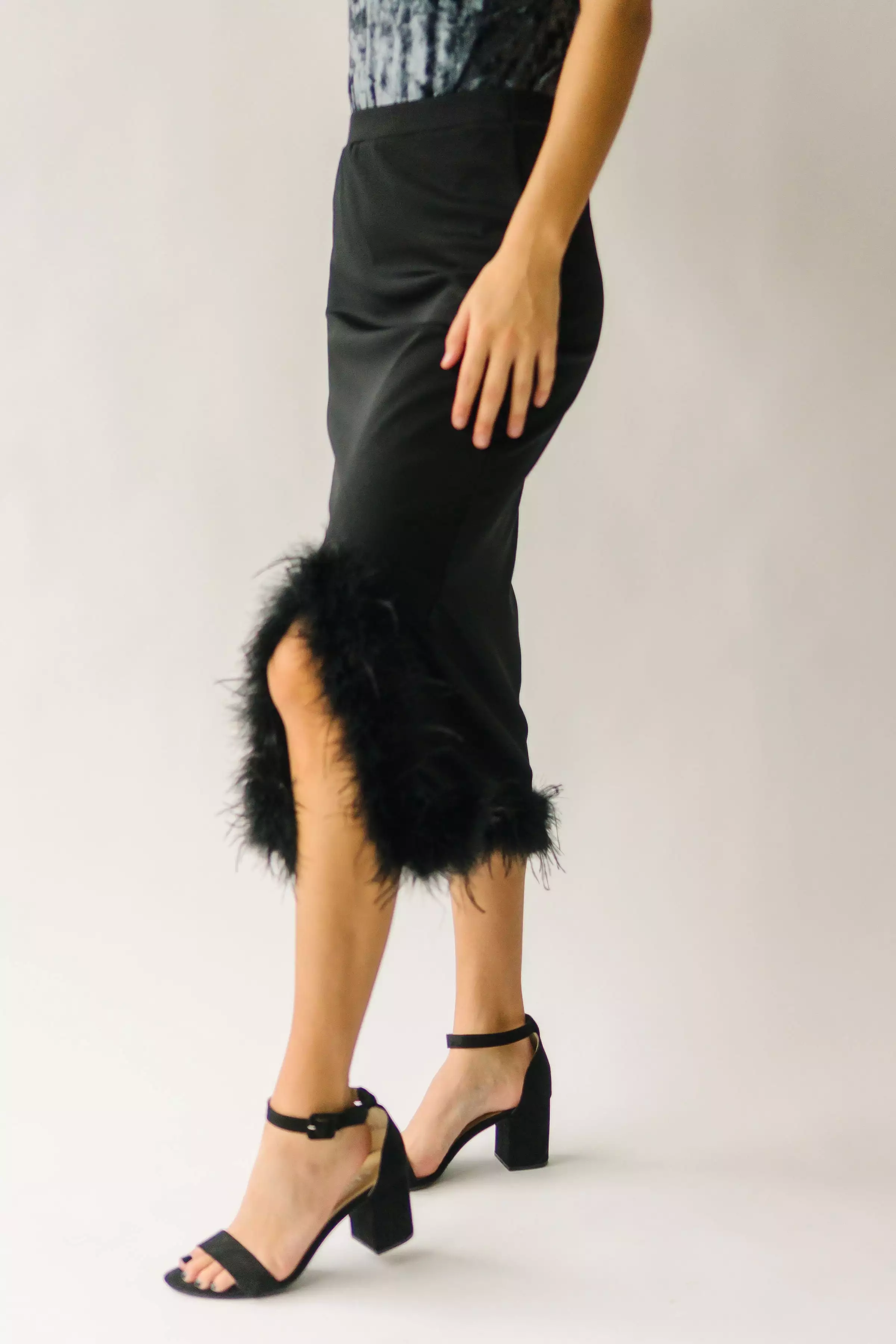 Atkinson Fur Detail Skirt Black.