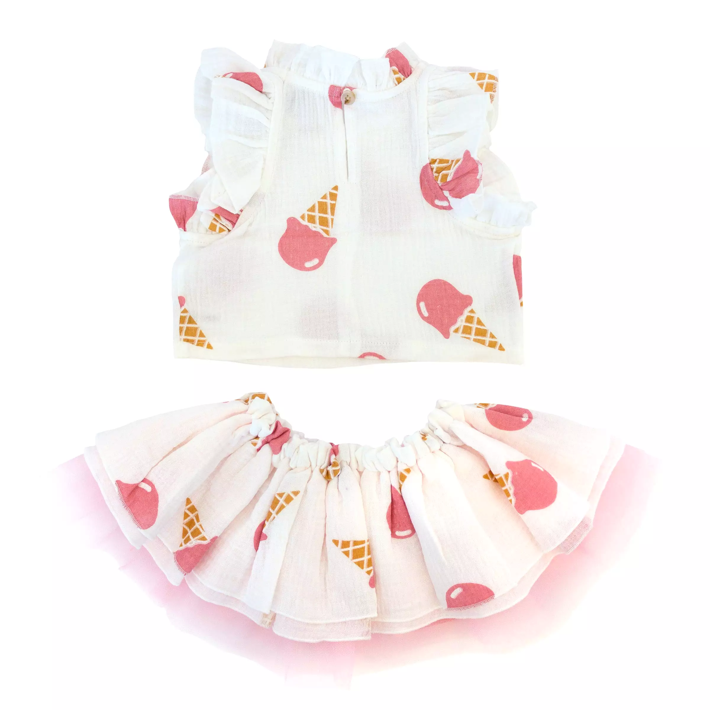 Baby Gauze Lola Top Tutu Skirt Set Scoop Ice Cream Cone Oyster