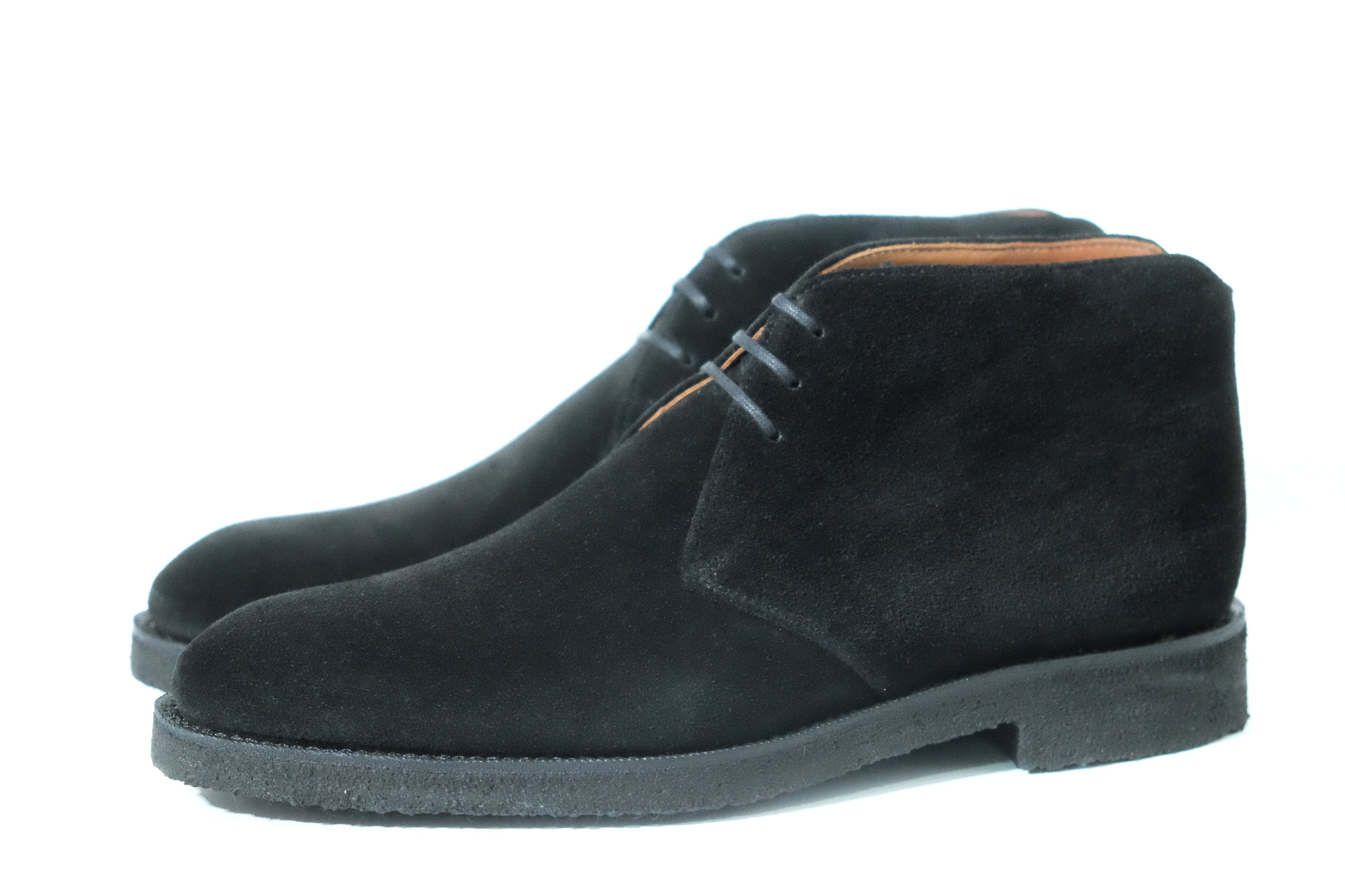 Ballard Black Suede MTO Shoes, NGT Last, Black Crepe Sole