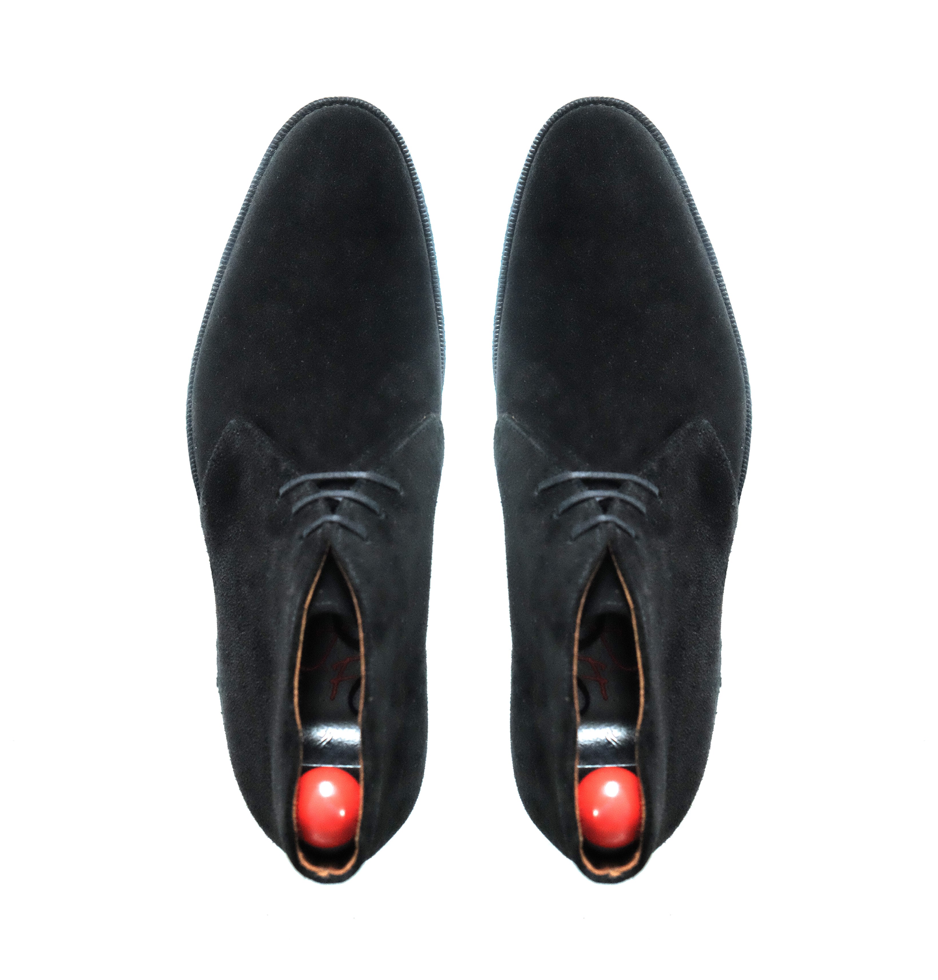 Ballard Black Suede MTO Shoes, NGT Last, Black Crepe Sole