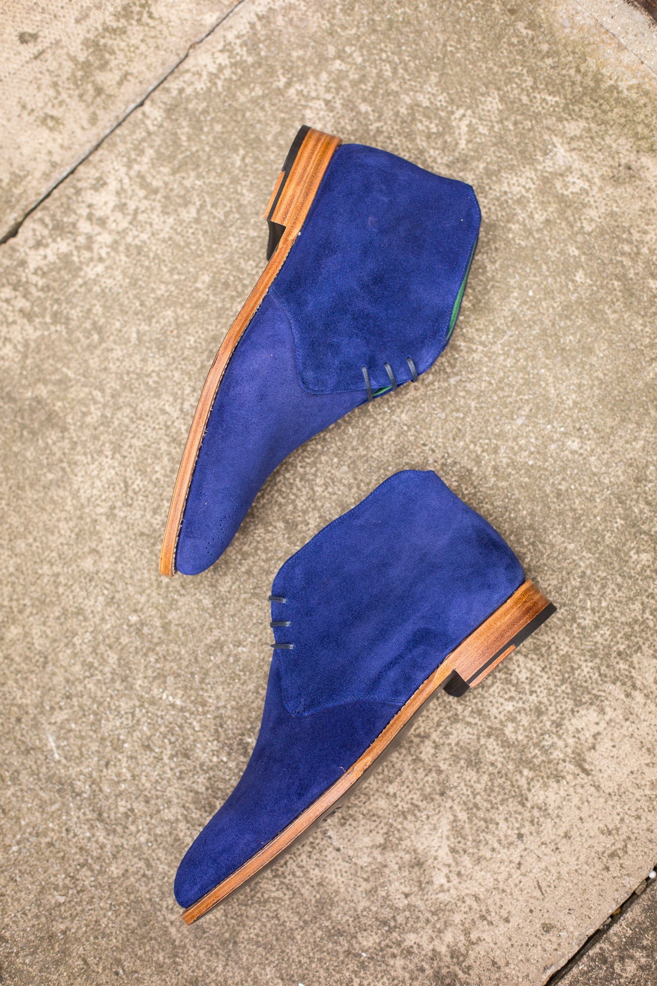 Ballard MTO Vivid Blue Suede TMG Last Natural Single Leather Sole