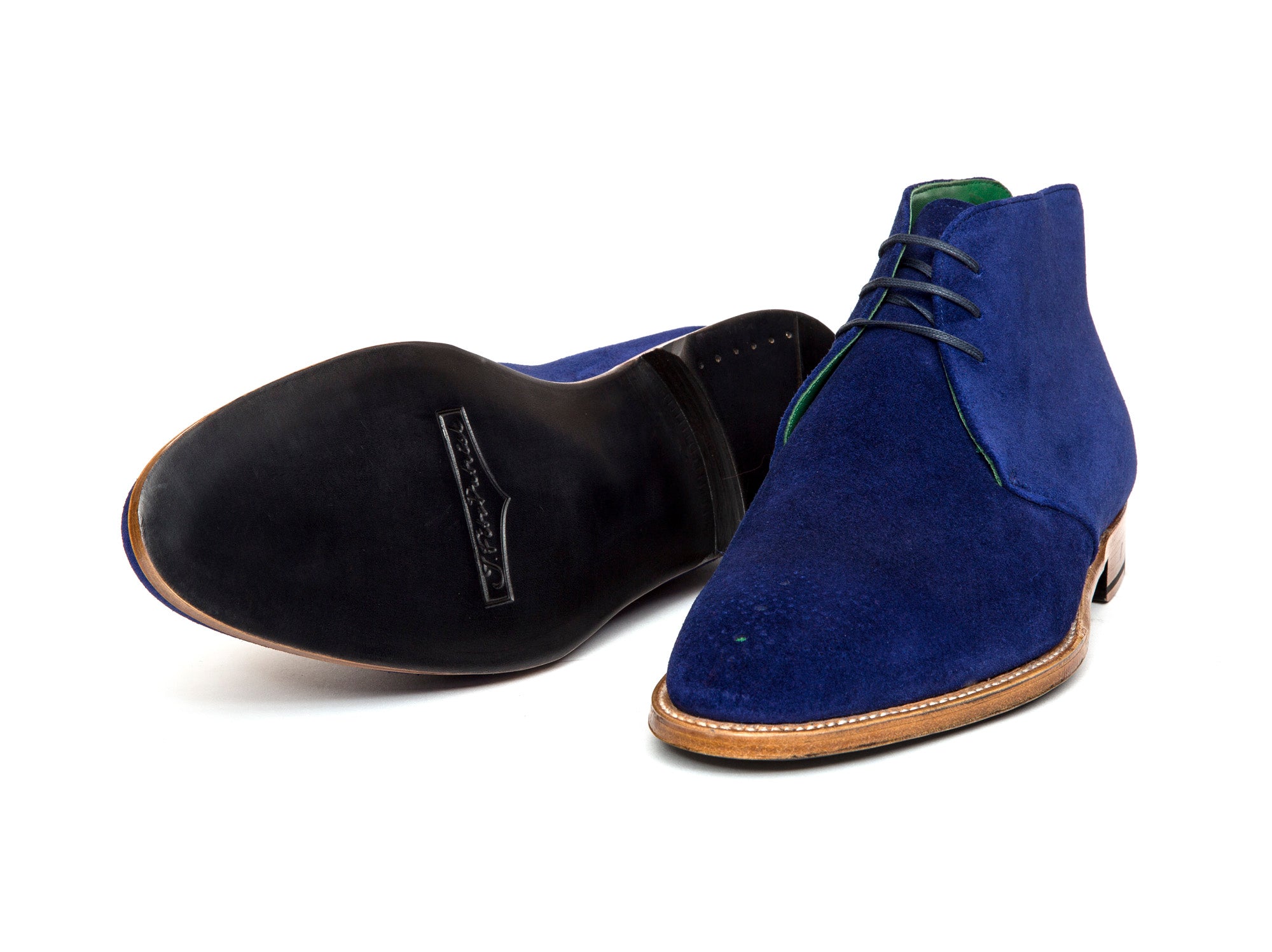 Ballard MTO Vivid Blue Suede TMG Last Natural Single Leather Sole