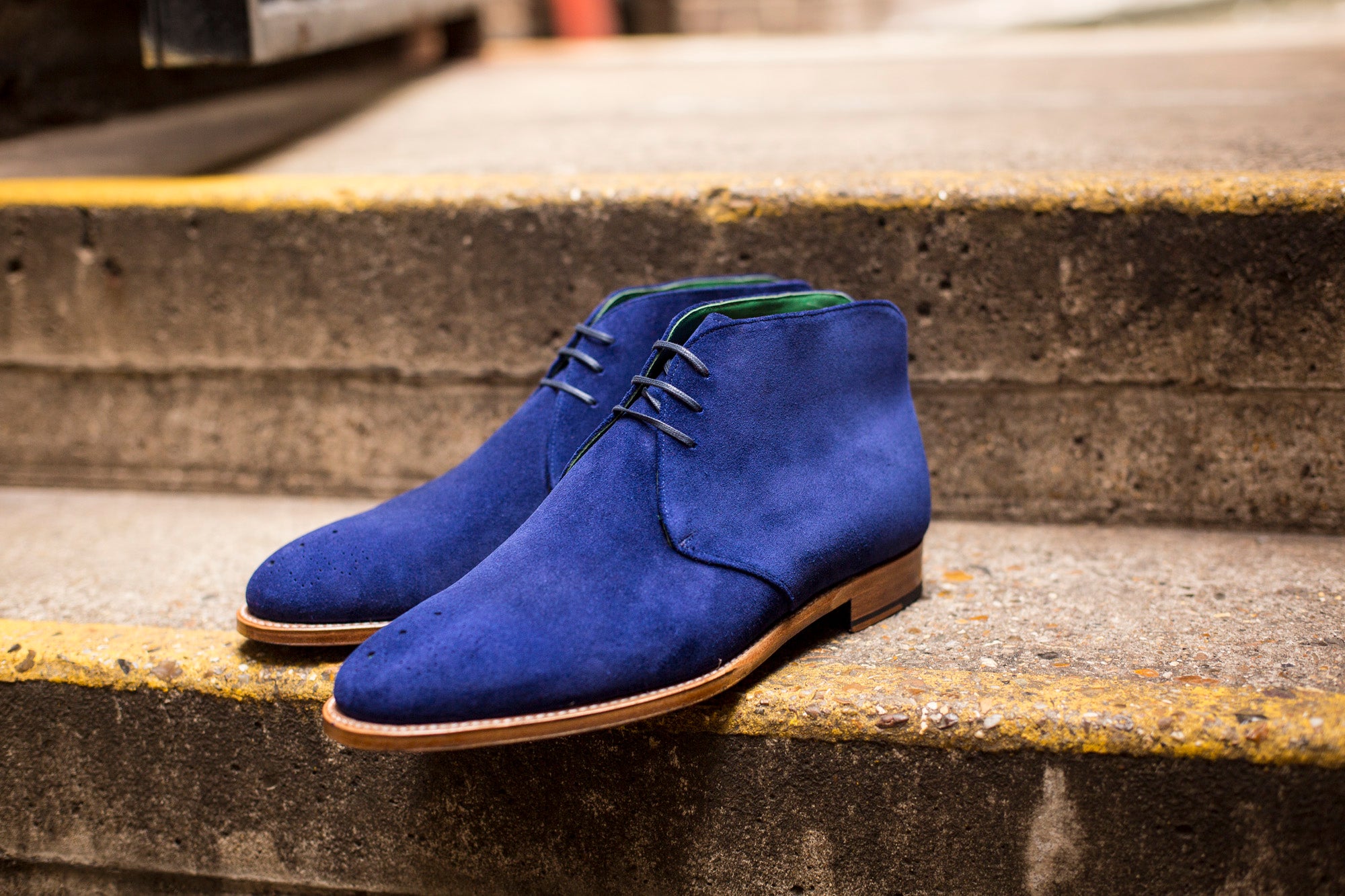 Ballard MTO Vivid Blue Suede TMG Last Natural Single Leather Sole