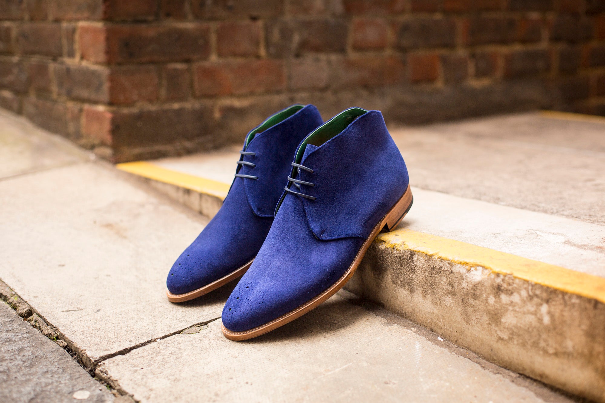 Ballard MTO Vivid Blue Suede TMG Last Natural Single Leather Sole