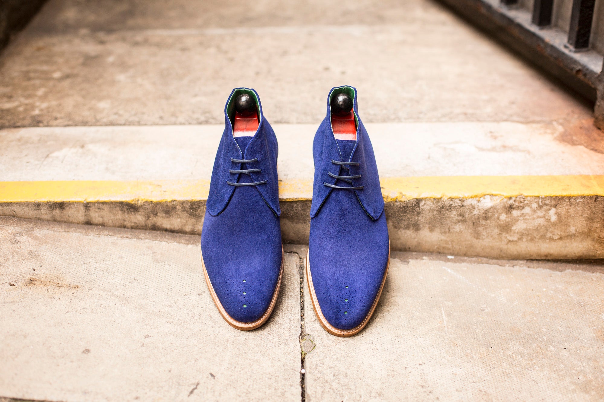 Ballard MTO Vivid Blue Suede TMG Last Natural Single Leather Sole