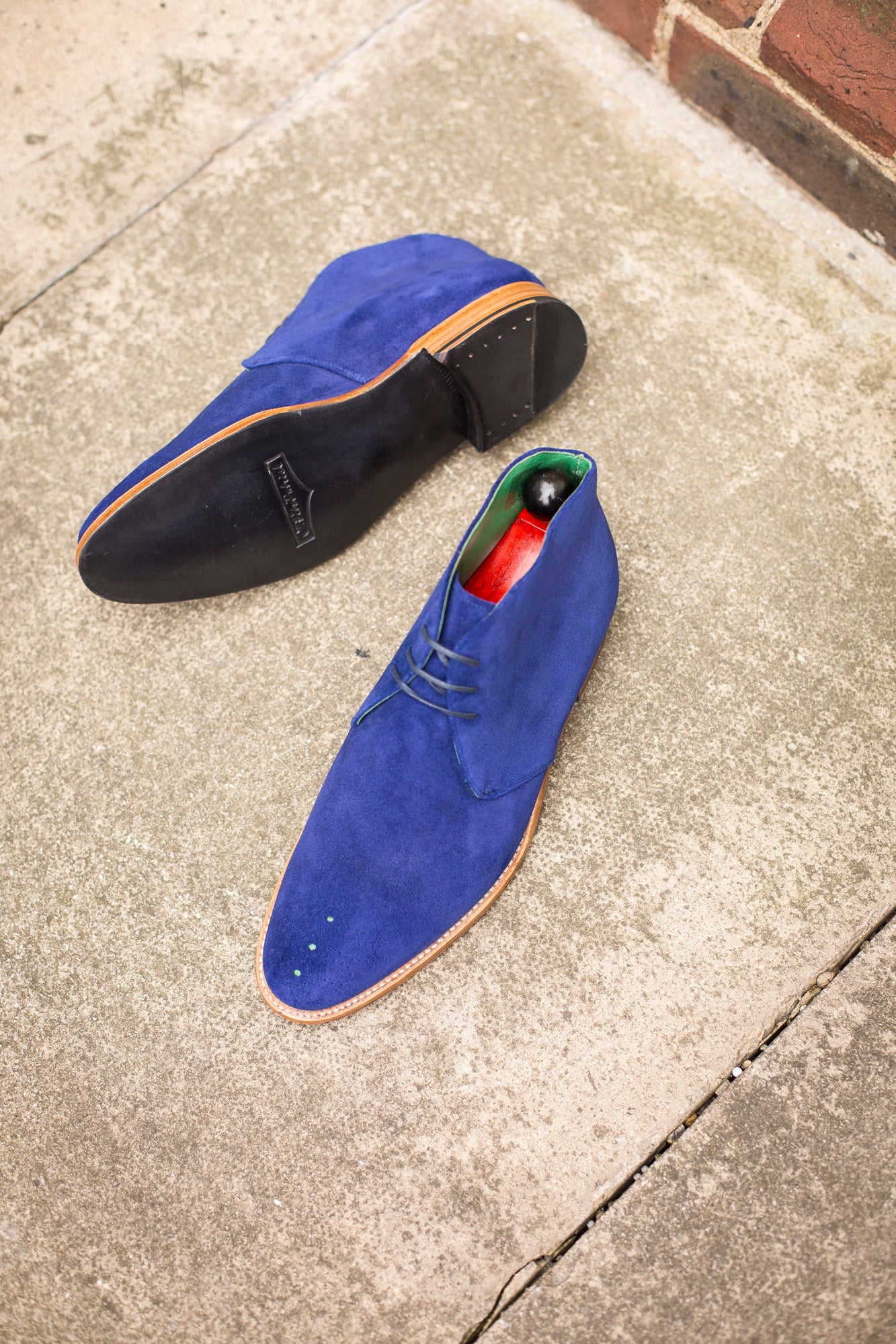 Ballard MTO Vivid Blue Suede TMG Last Natural Single Leather Sole