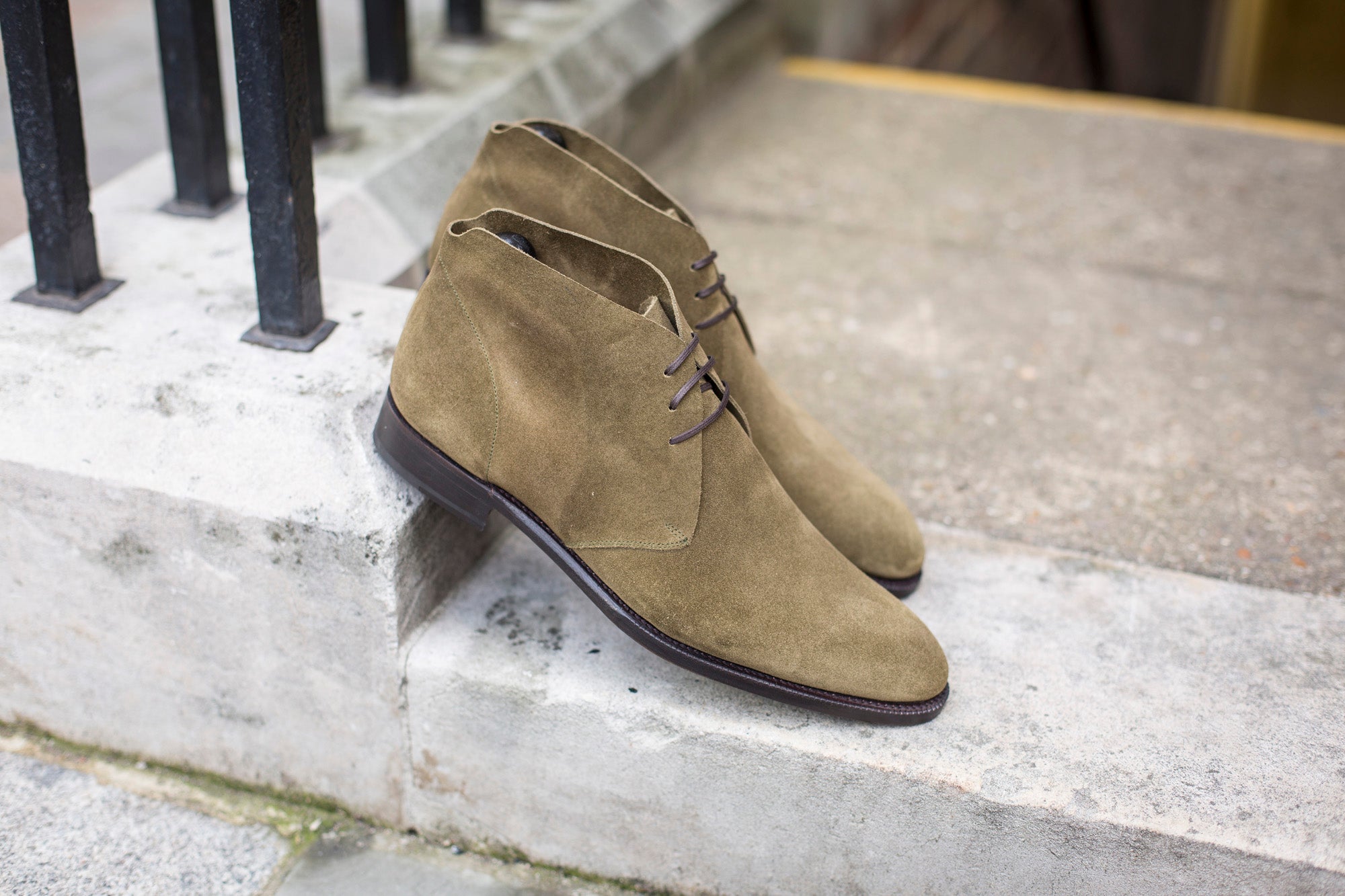 Ballard Suede Shoes - Olive Color - NGT Last - Single Leather Sole