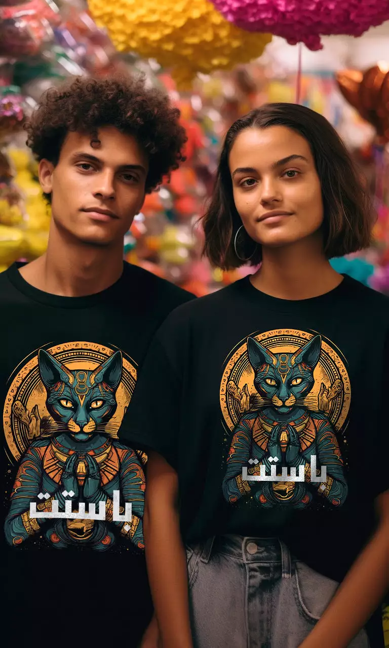 Bastet Digital Graphics Black T-Shirt - Ravin Egypt