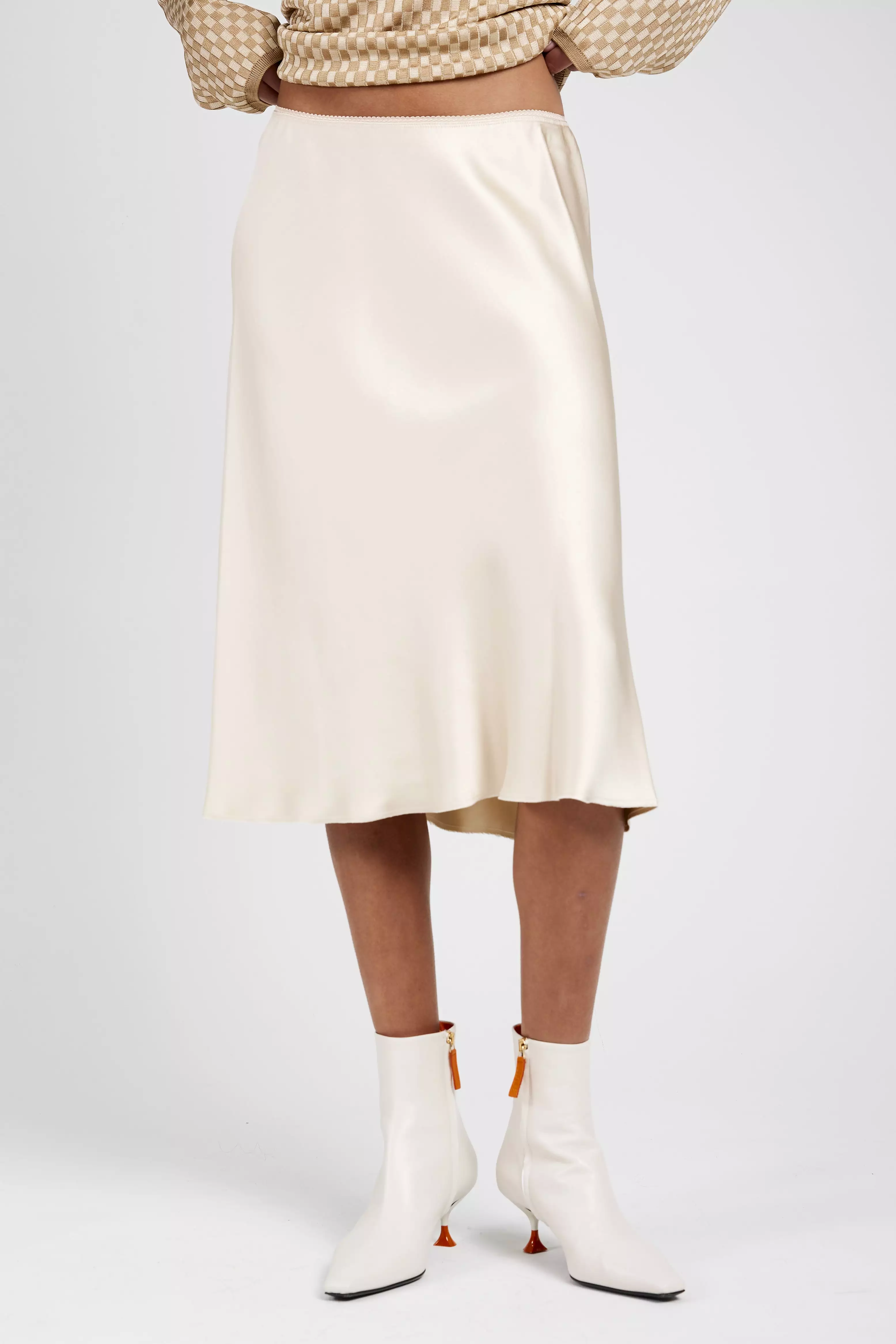 Beige Bias-Cut Skirt - Shop Online Now!