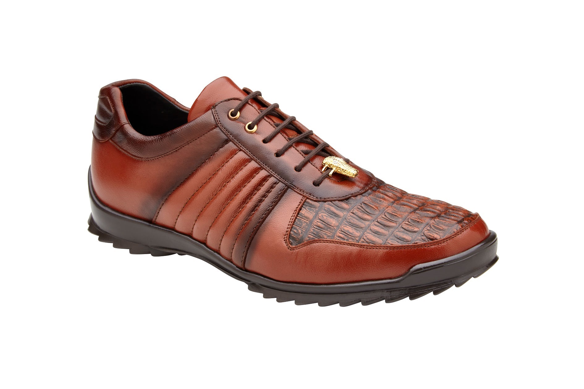 Belvedere - Astor, Hornback Caiman Crocodile and Soft Calf Sneaker - Antique Sport - 33599