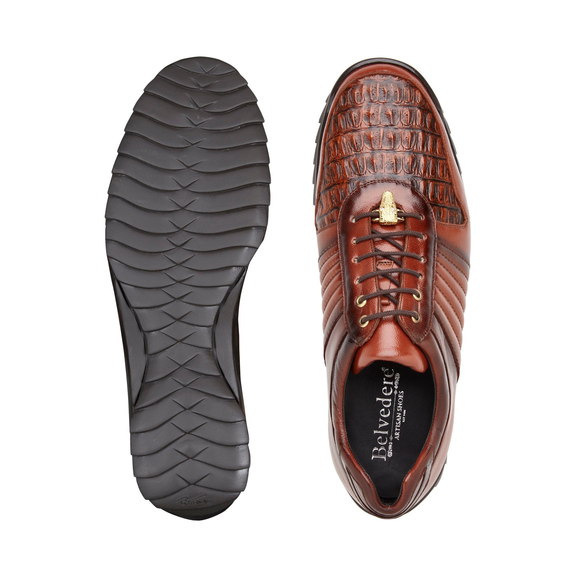 Belvedere - Astor, Hornback Caiman Crocodile and Soft Calf Sneaker - Antique Sport - 33599