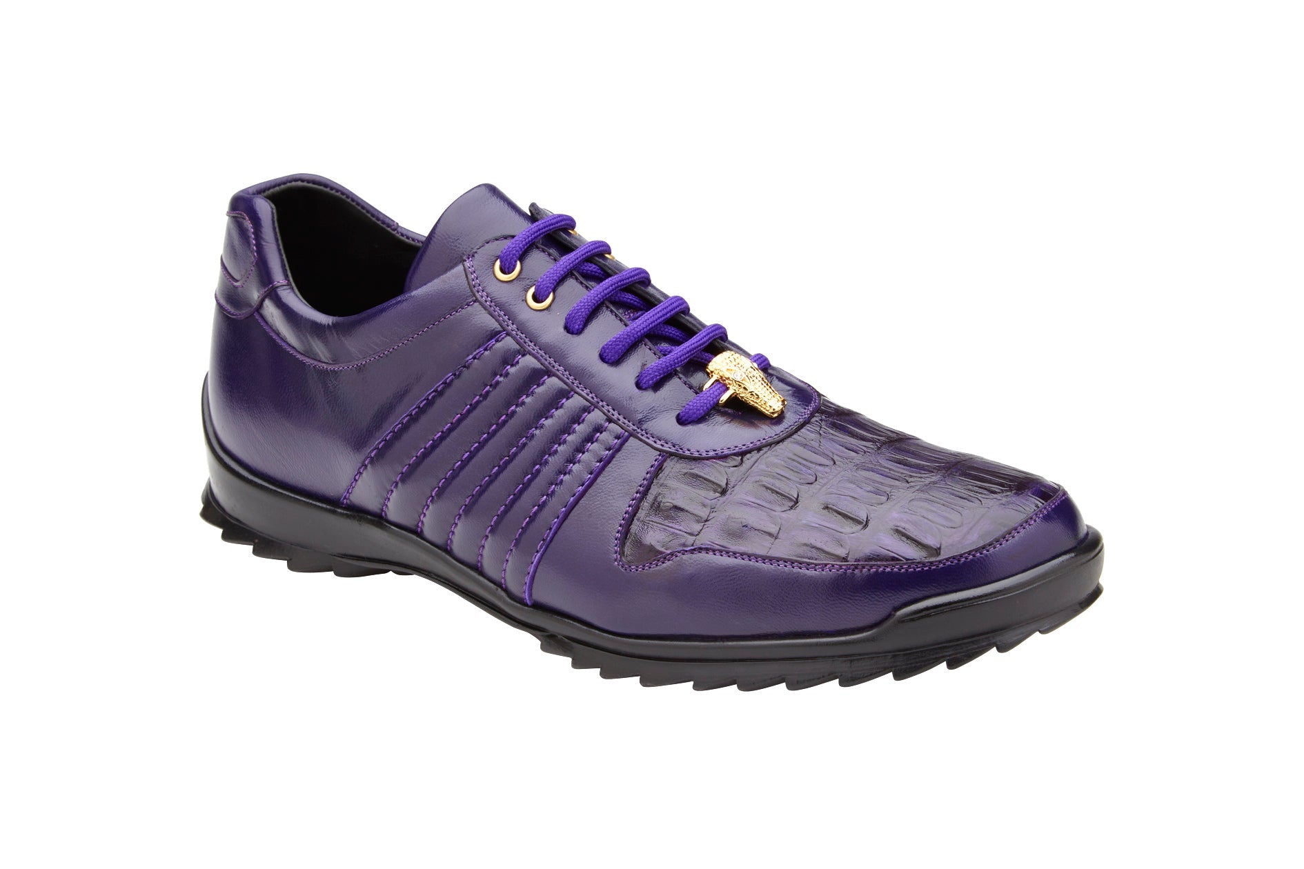 Belvedere - Astor, Purple Genuine Hornback Caiman Crocodile and Soft Calf Sneaker - 33599