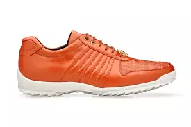 Belvedere Genuine Hornback Caiman Crocodile and Soft Calf Sneaker Orange 33599