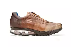 Belvedere Genuine Ostrich Multi-Rust Hand Painted Sneaker - Multi Rust.