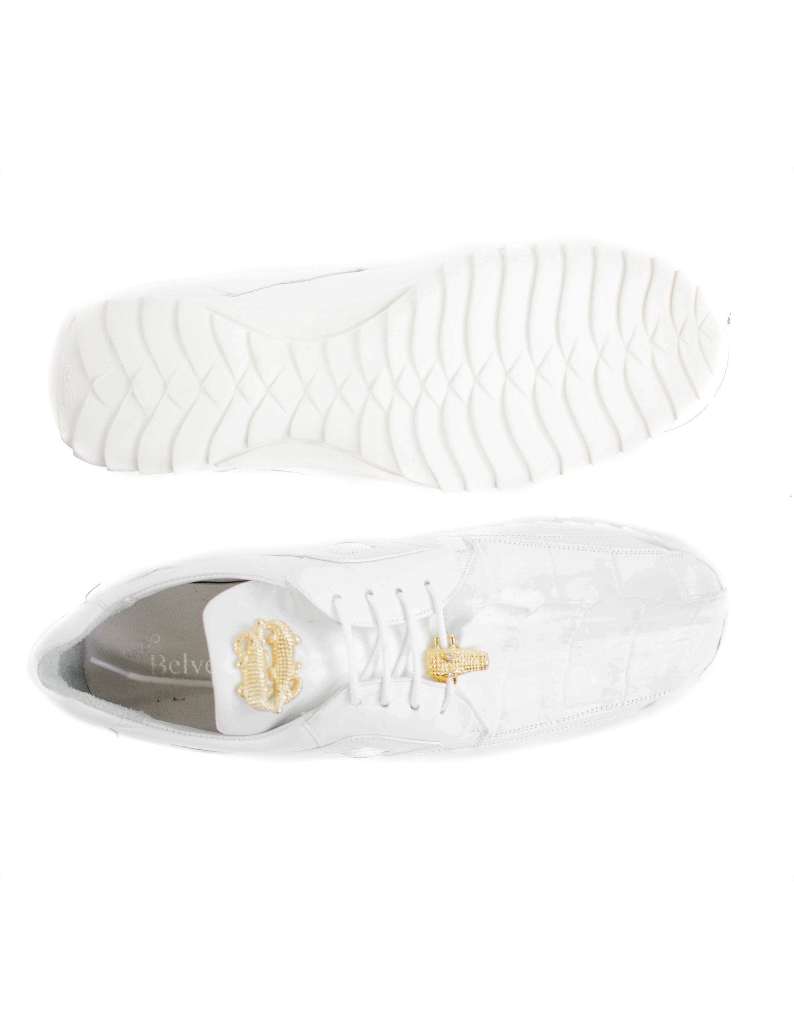 Belvedere Vasco White Crocodile and Calf Sneaker - 336122