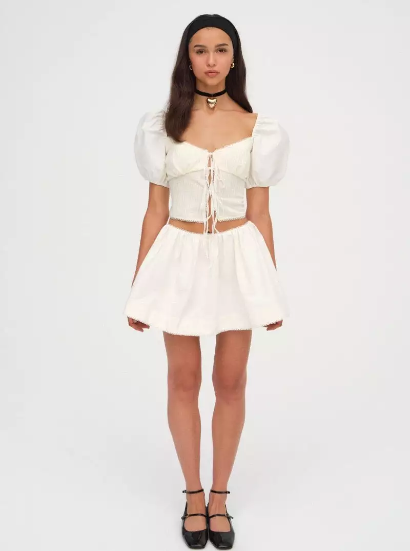 Billie Poplin Mini Skirt - Cream - Shop Now!