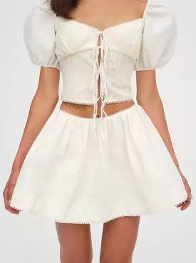 Billie Poplin Mini Skirt - Cream - Shop Now!