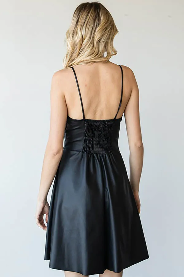 BK Brand Skater Dress in Faux Leather