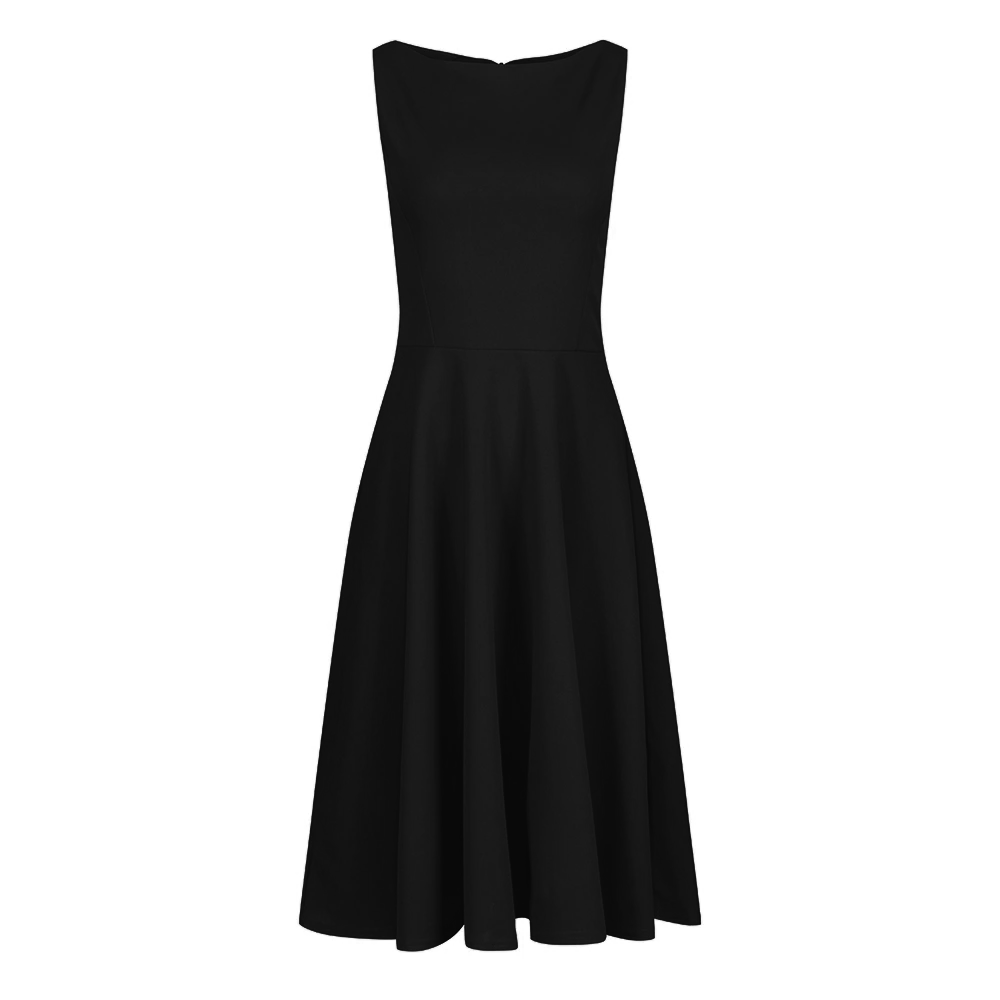 Black 1950s Audrey Style Swing Dress