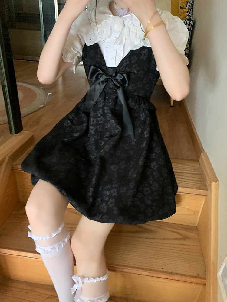 Black floral mini dress for petite girls