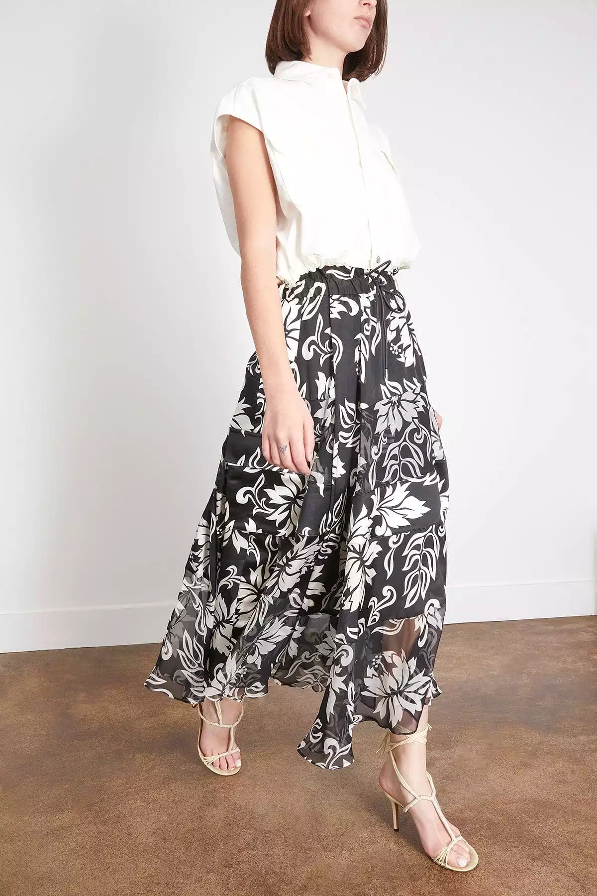 Black Floral Print Skirt