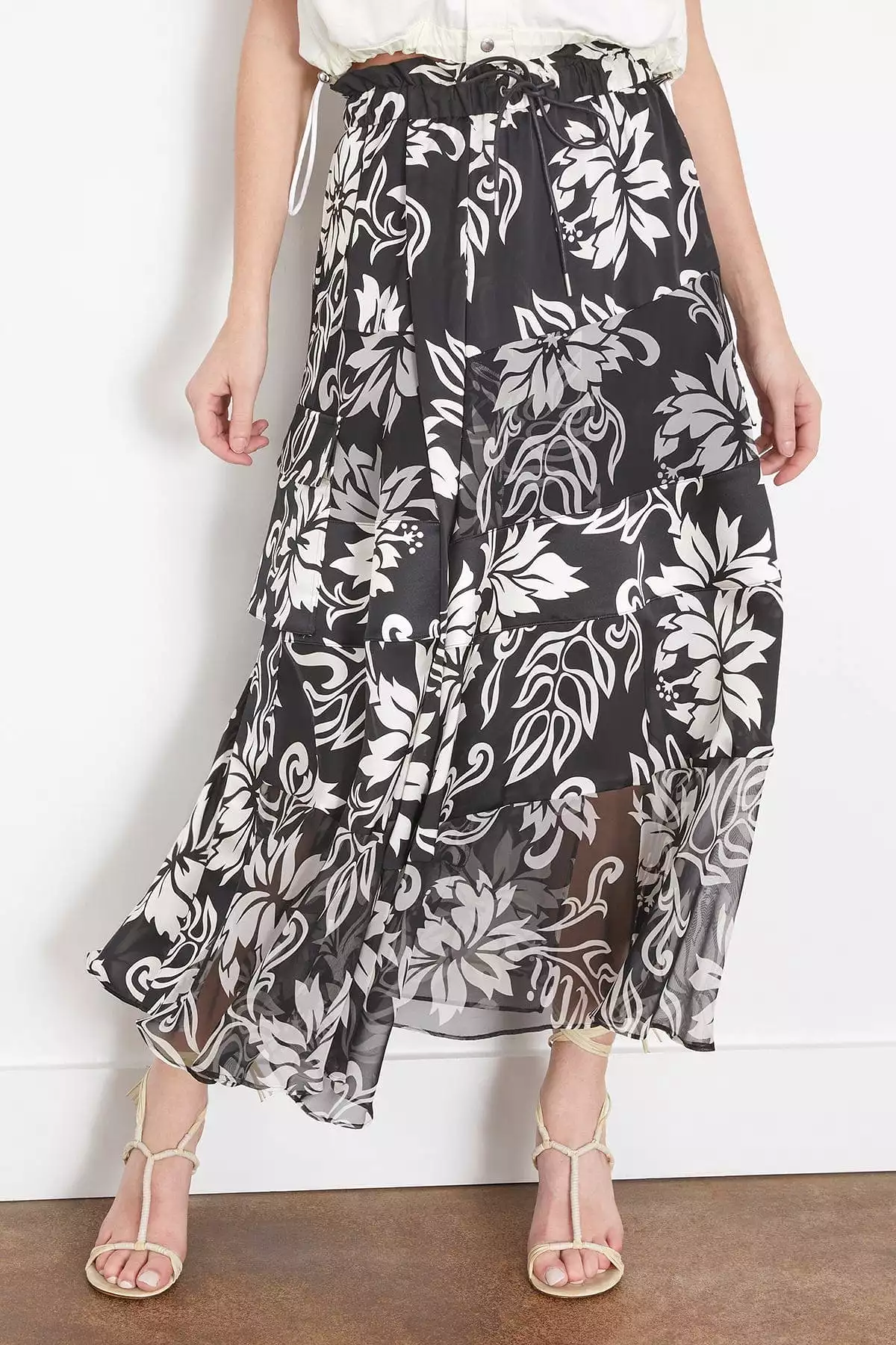 Black Floral Print Skirt