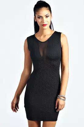 Black Mesh Bodycon Dress