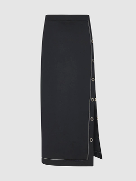 Black Midi Snap Skirt