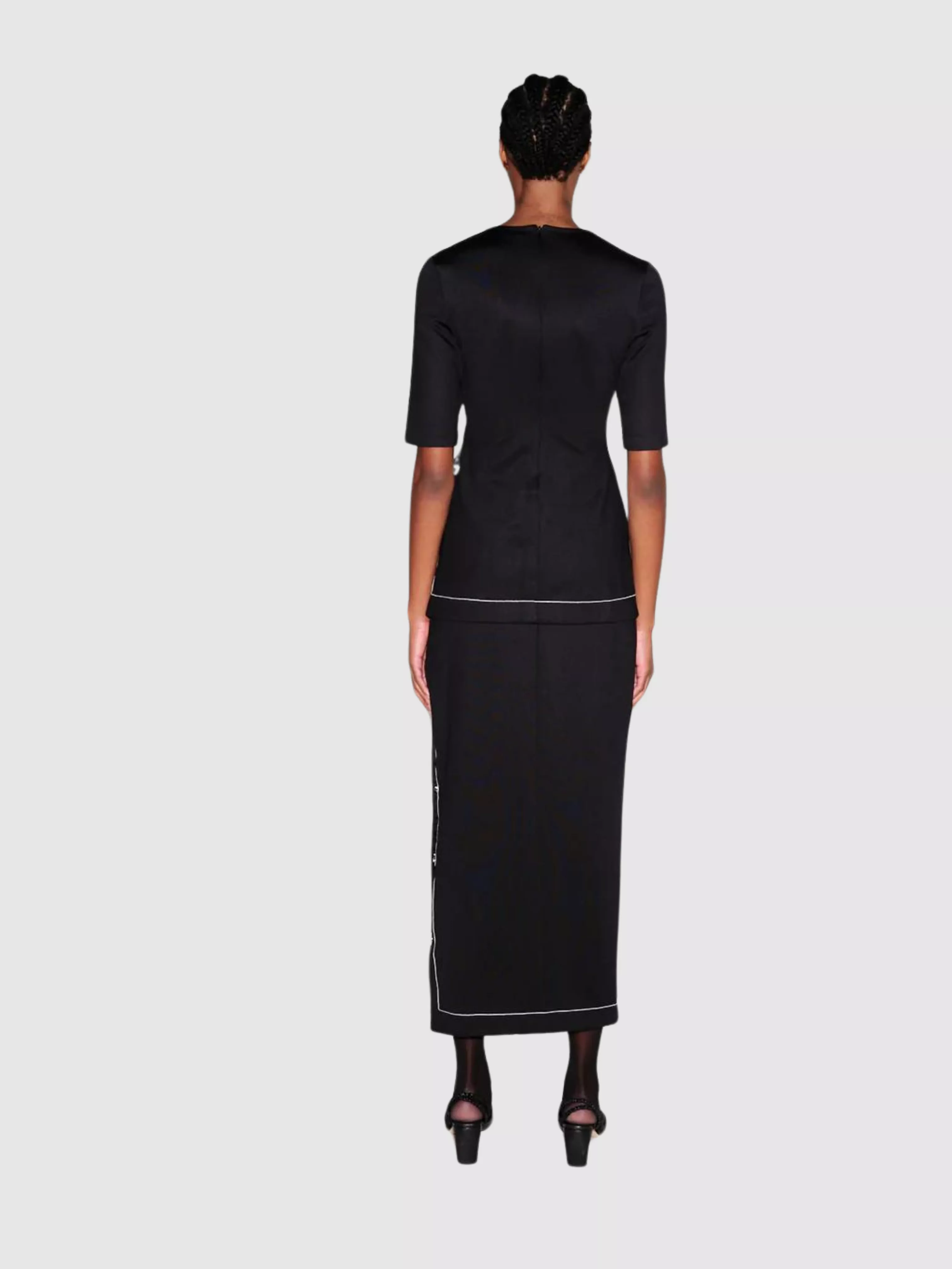 Black Midi Snap Skirt