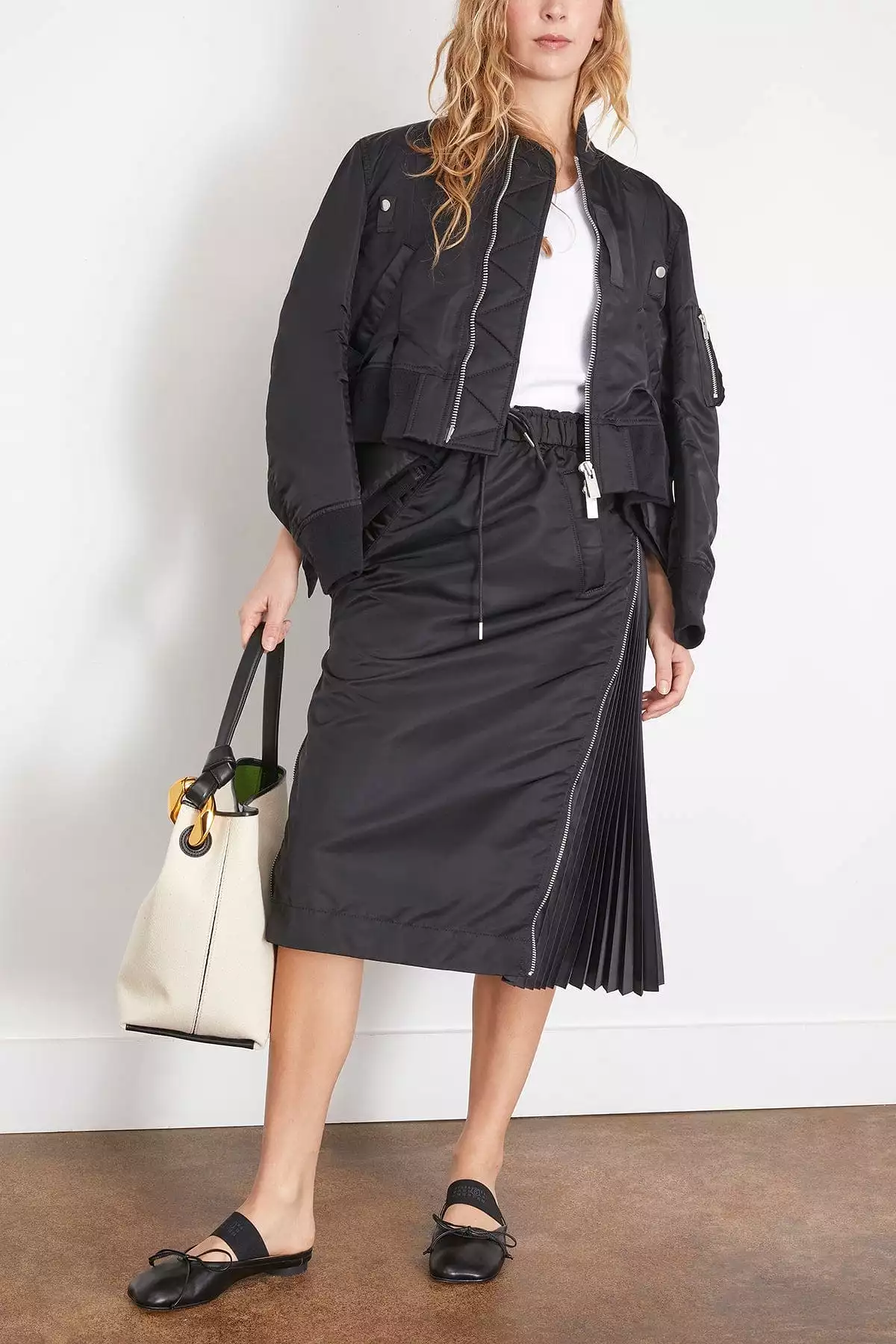 Black Nylon Twill Skirt